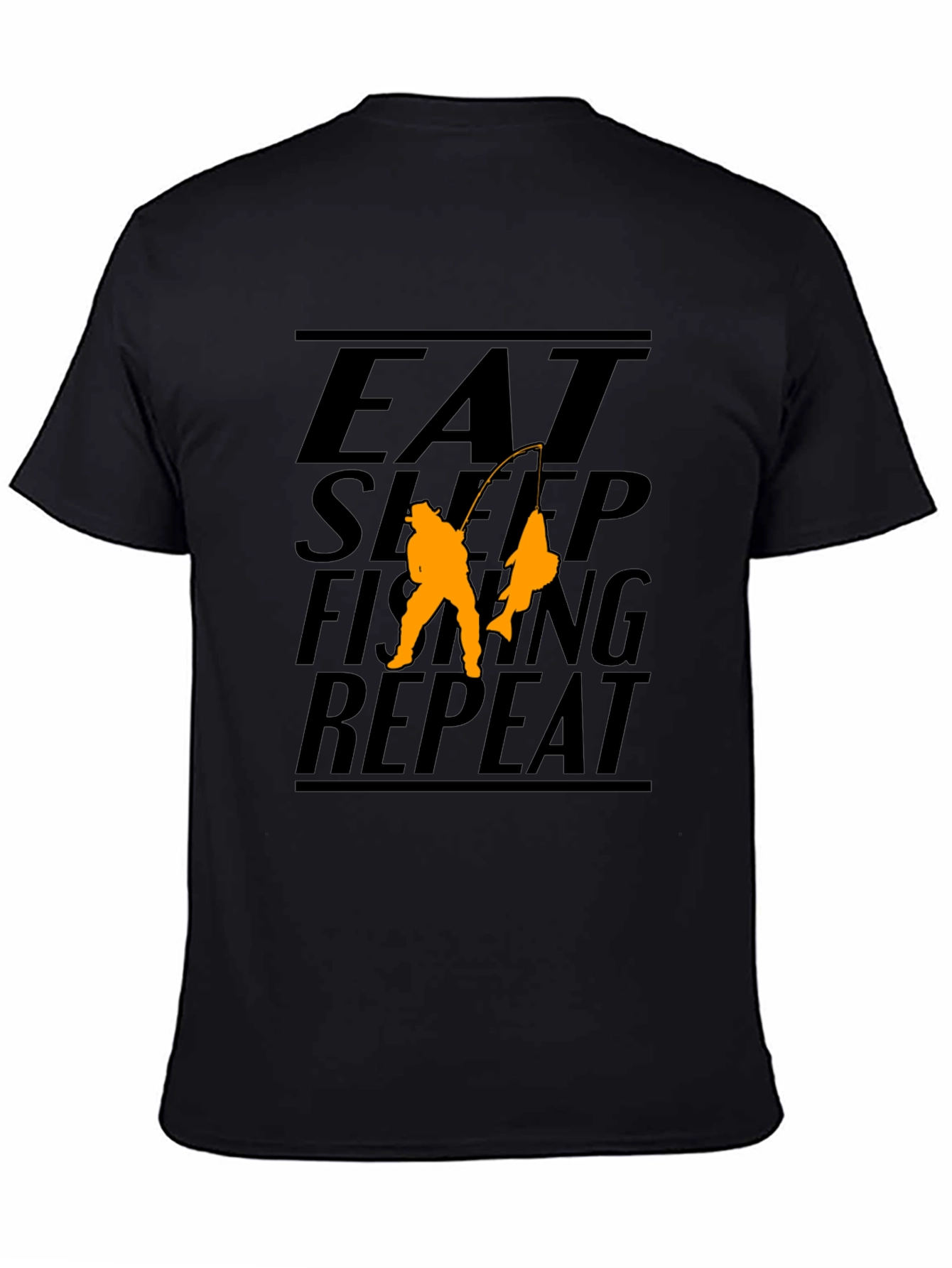 Eat Sleep Fishing Repeat Black Graphic T-Shirt