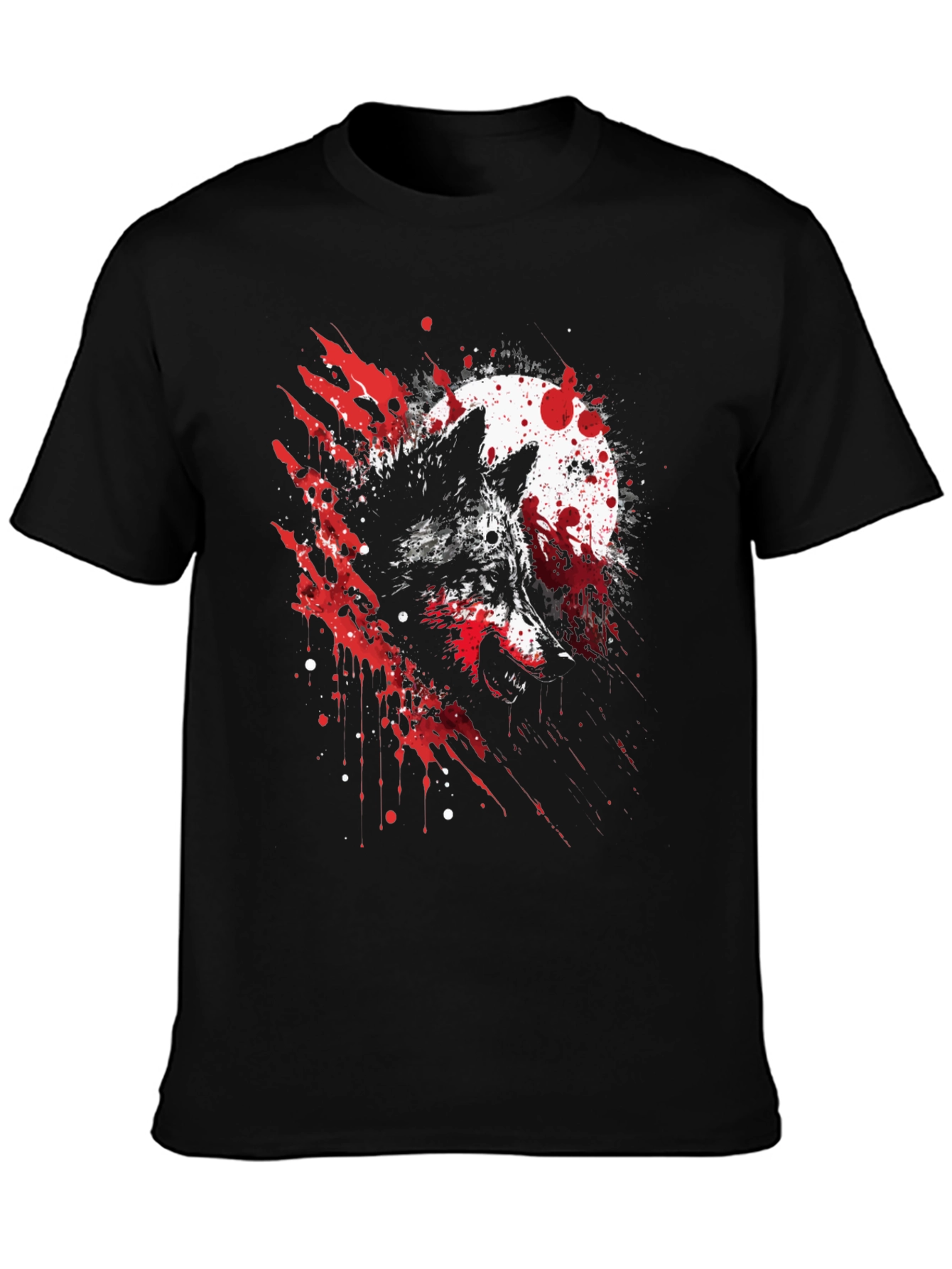 Wolf and Moon Graphic Tee - Stylish Black T-Shirt