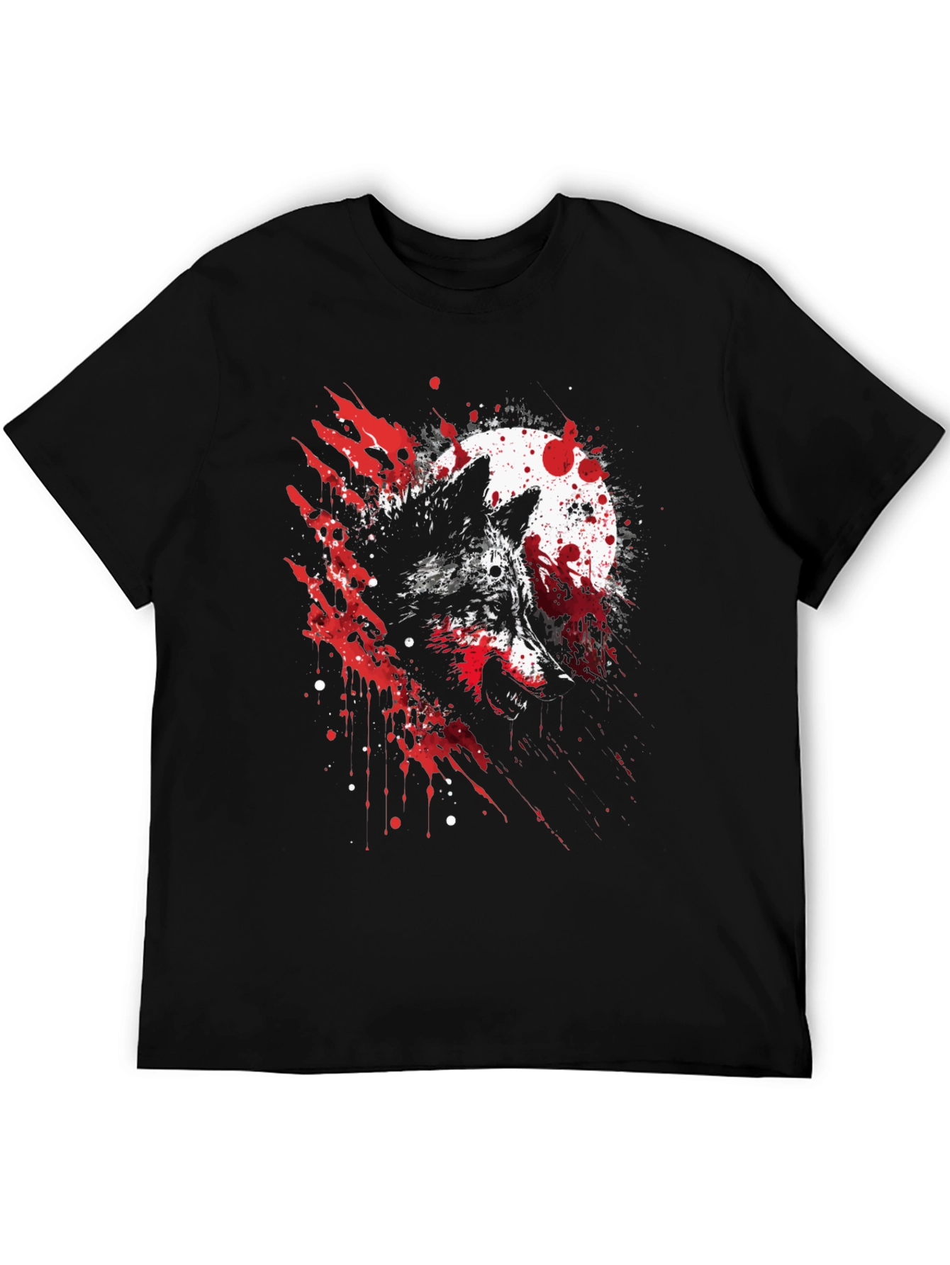 Wolf and Moon Graphic Tee - Stylish Black T-Shirt