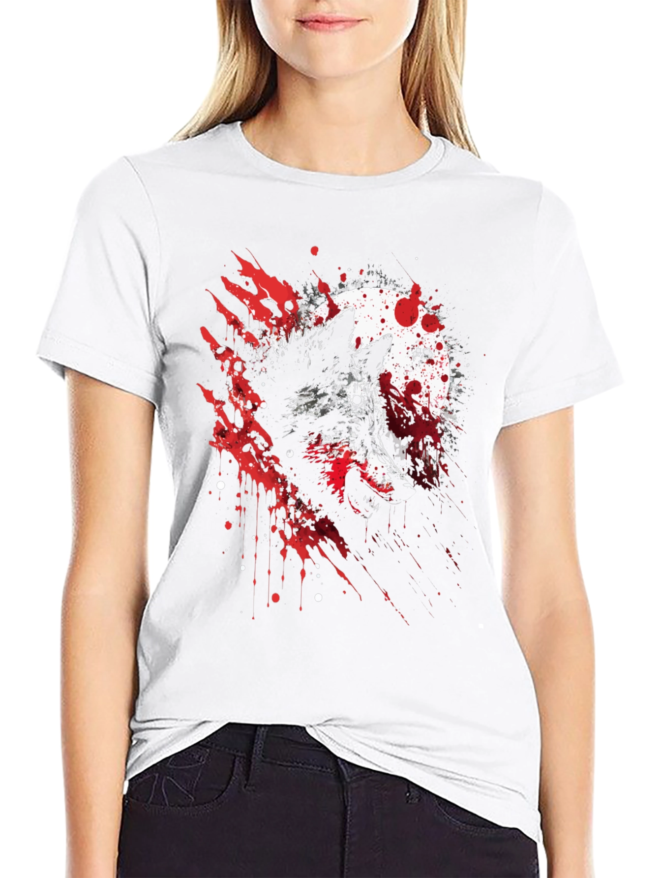 Wolf and Moon Graphic Tee - Stylish Black T-Shirt