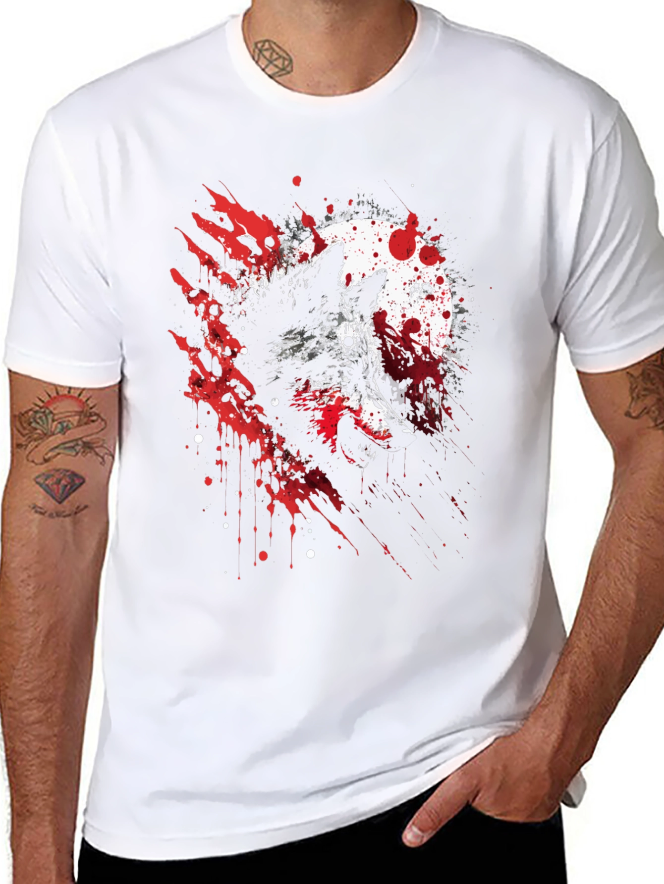 Wolf and Moon Graphic Tee - Stylish Black T-Shirt