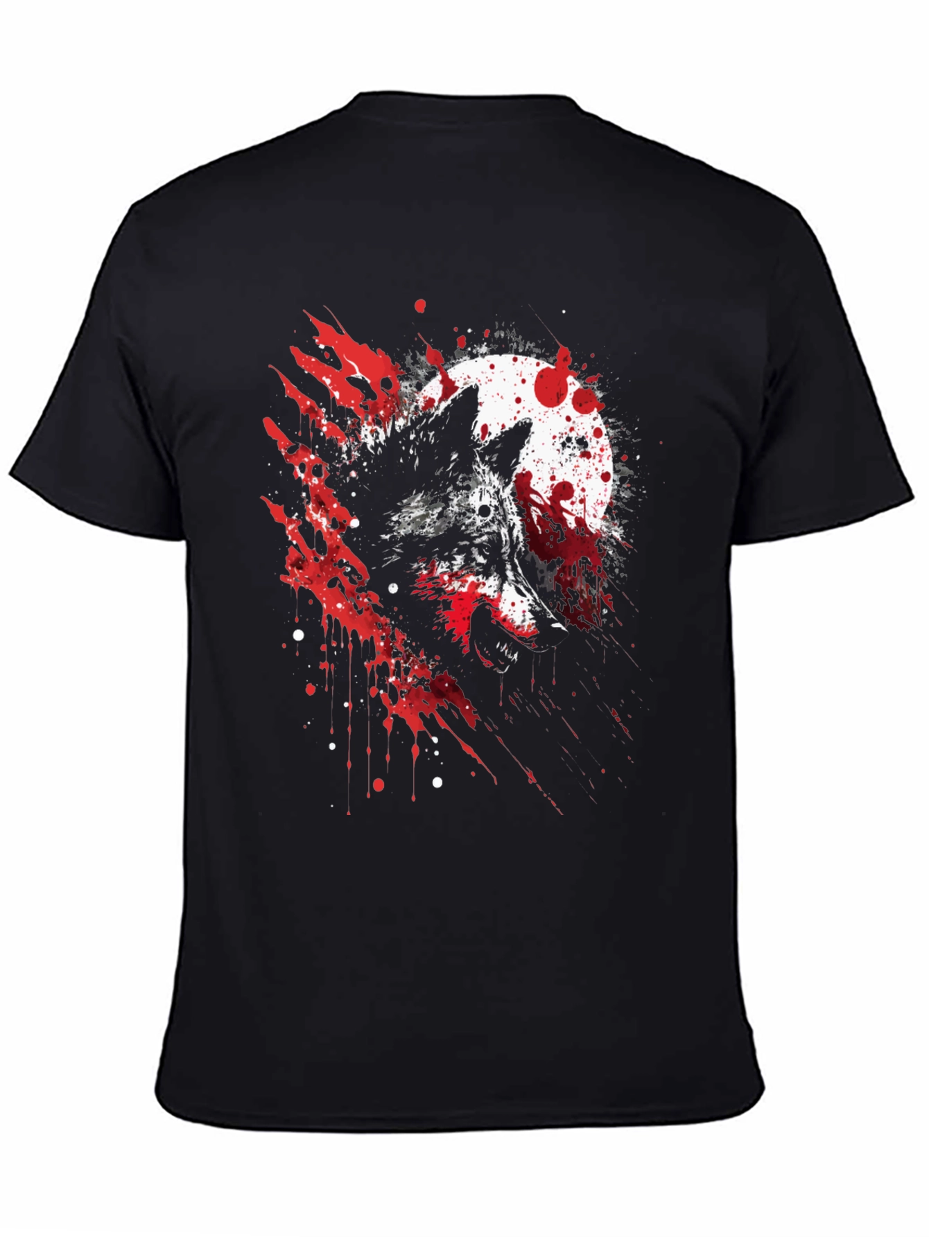 Wolf and Moon Graphic Tee - Stylish Black T-Shirt