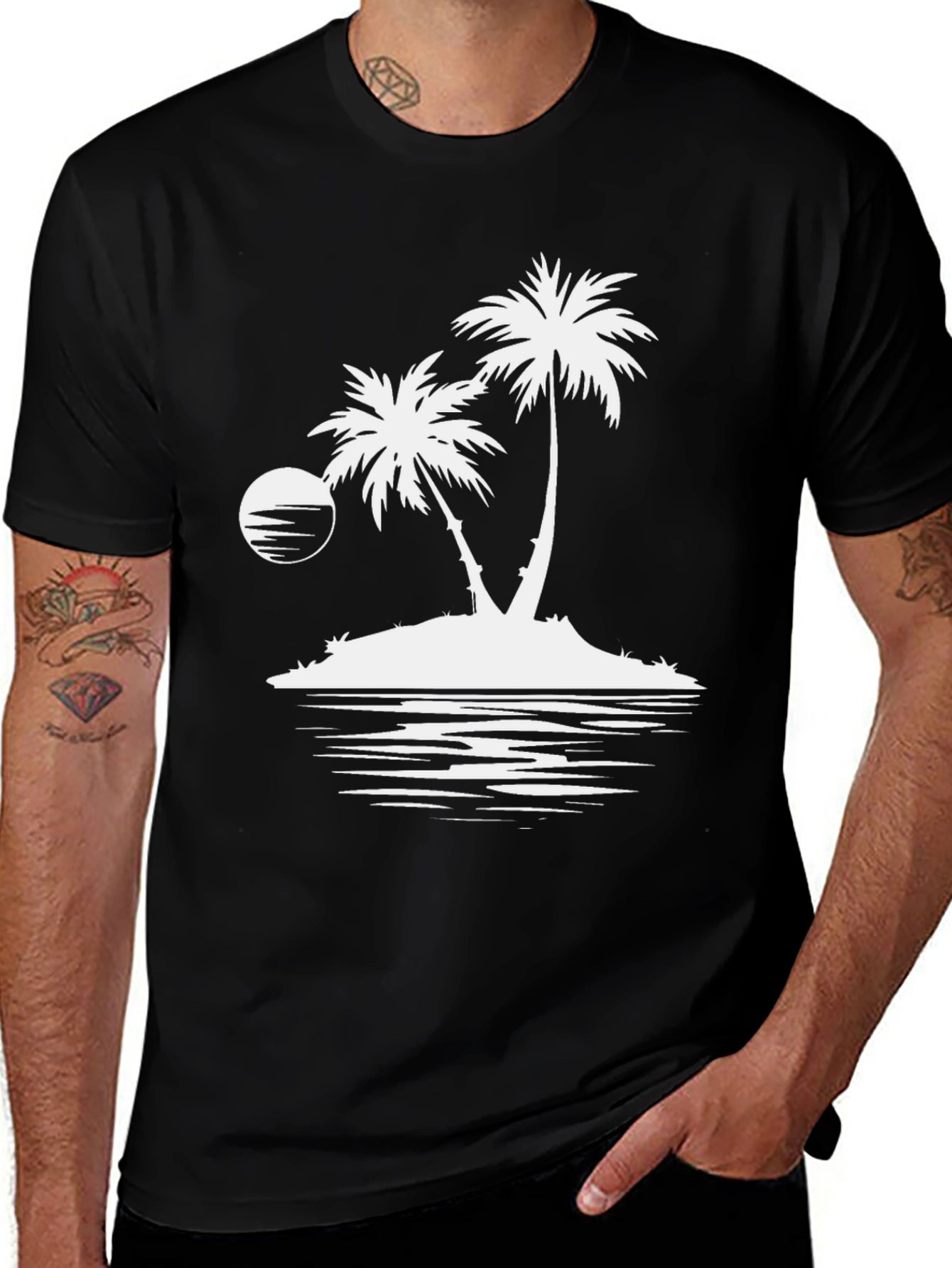 Island Palms Graphic Tee - Black