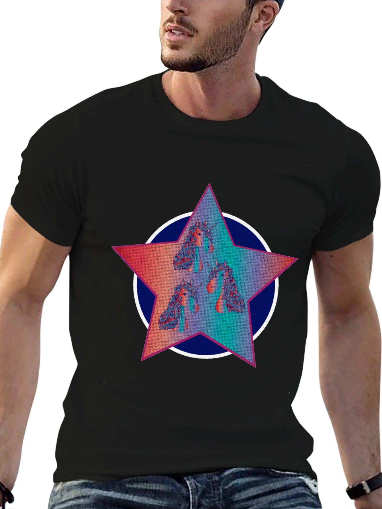 Unicorn Star Graphic Tee - Black