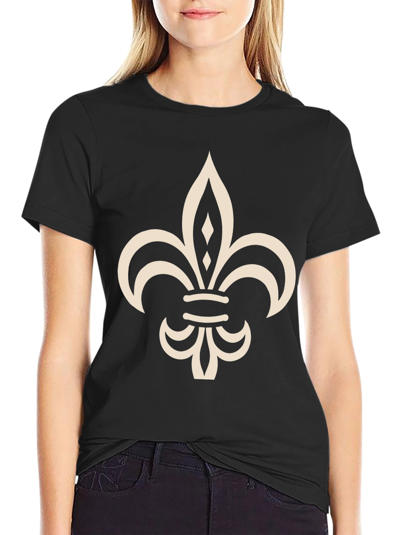 Fleur-de-Lis Graphic Tee - Classic Black Cotton