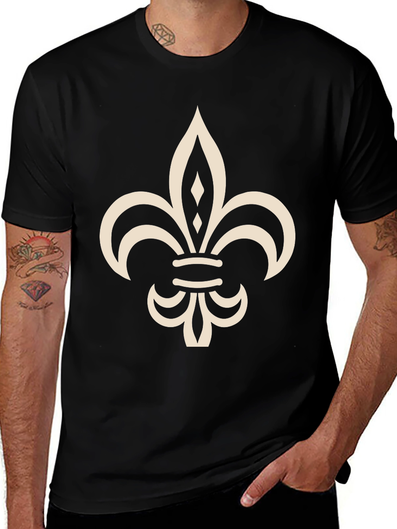 Fleur-de-Lis Graphic Tee - Classic Black Cotton