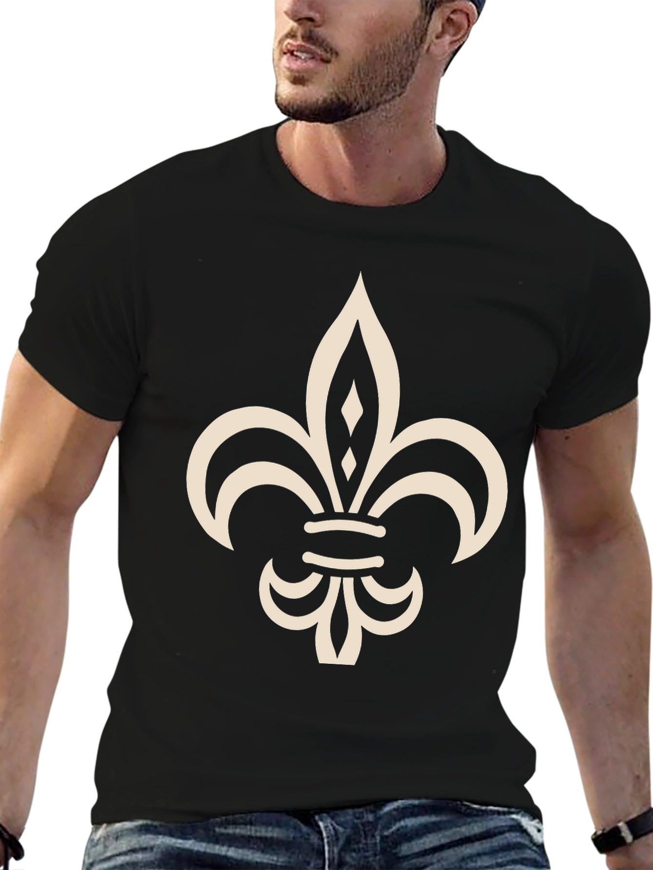 Fleur-de-Lis Graphic Tee - Classic Black Cotton