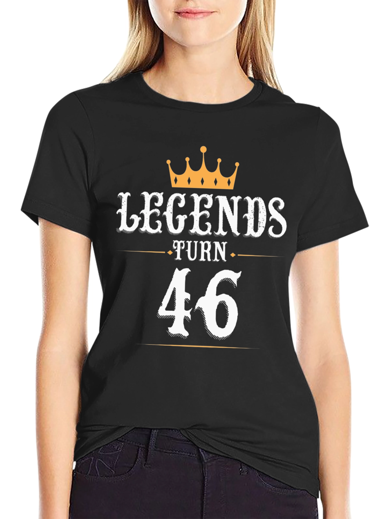 Legends Turn 46 Black Graphic T-Shirt
