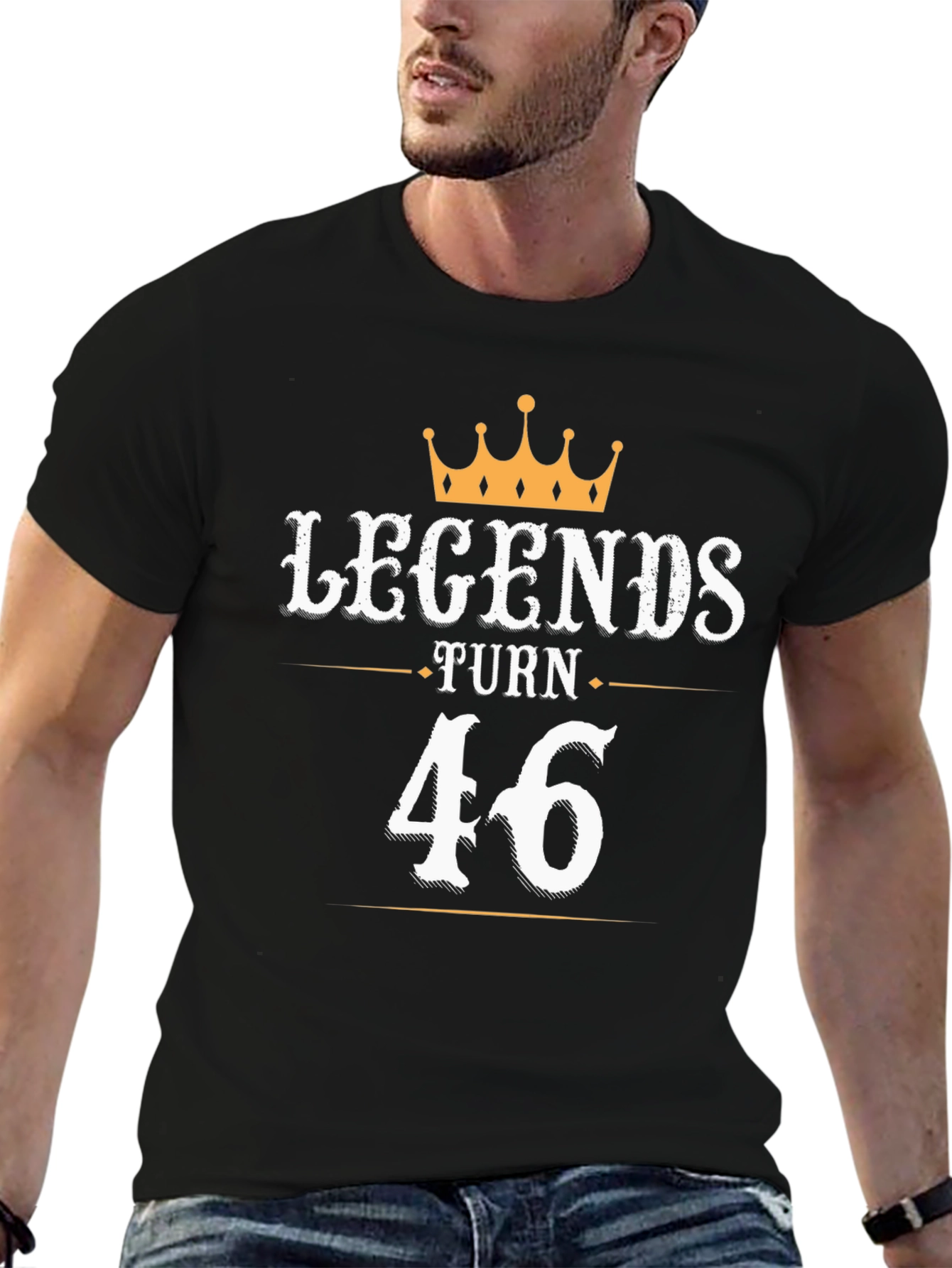 Legends Turn 46 Black Graphic T-Shirt