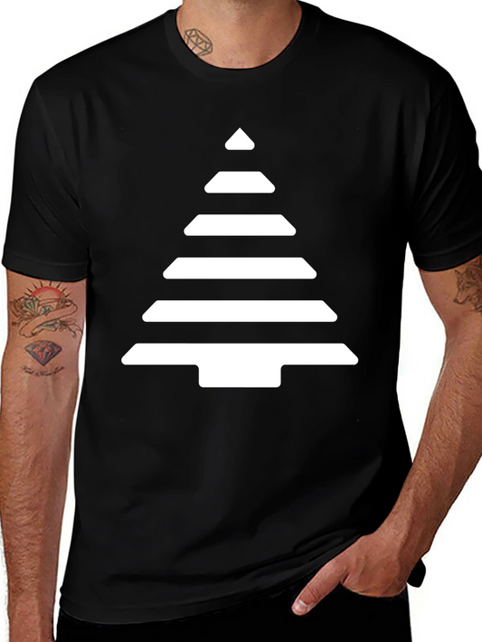 Geometric Tree Graphic Tee - Black