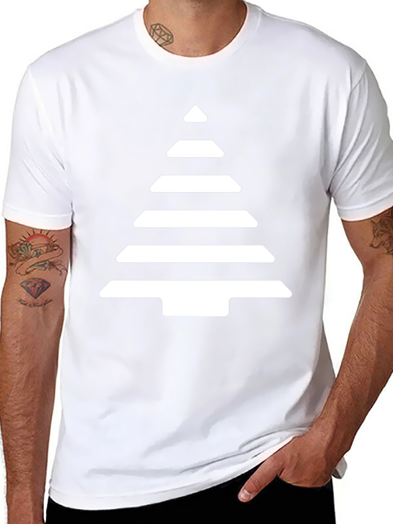 Geometric Tree Graphic Tee - Black