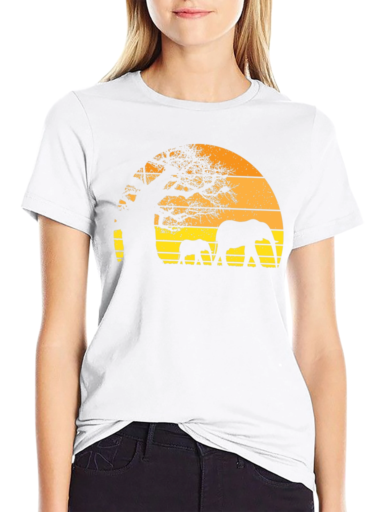 Retro Sunset Elephant T-Shirt