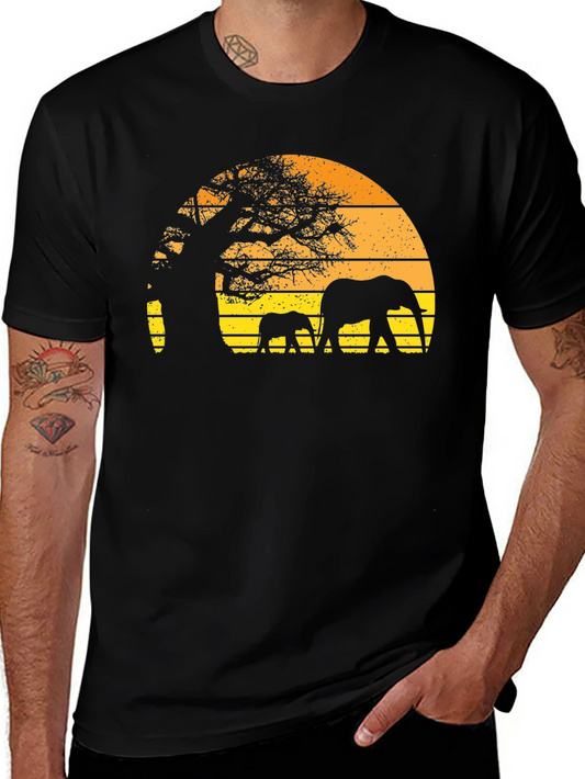 Retro Sunset Elephant T-Shirt