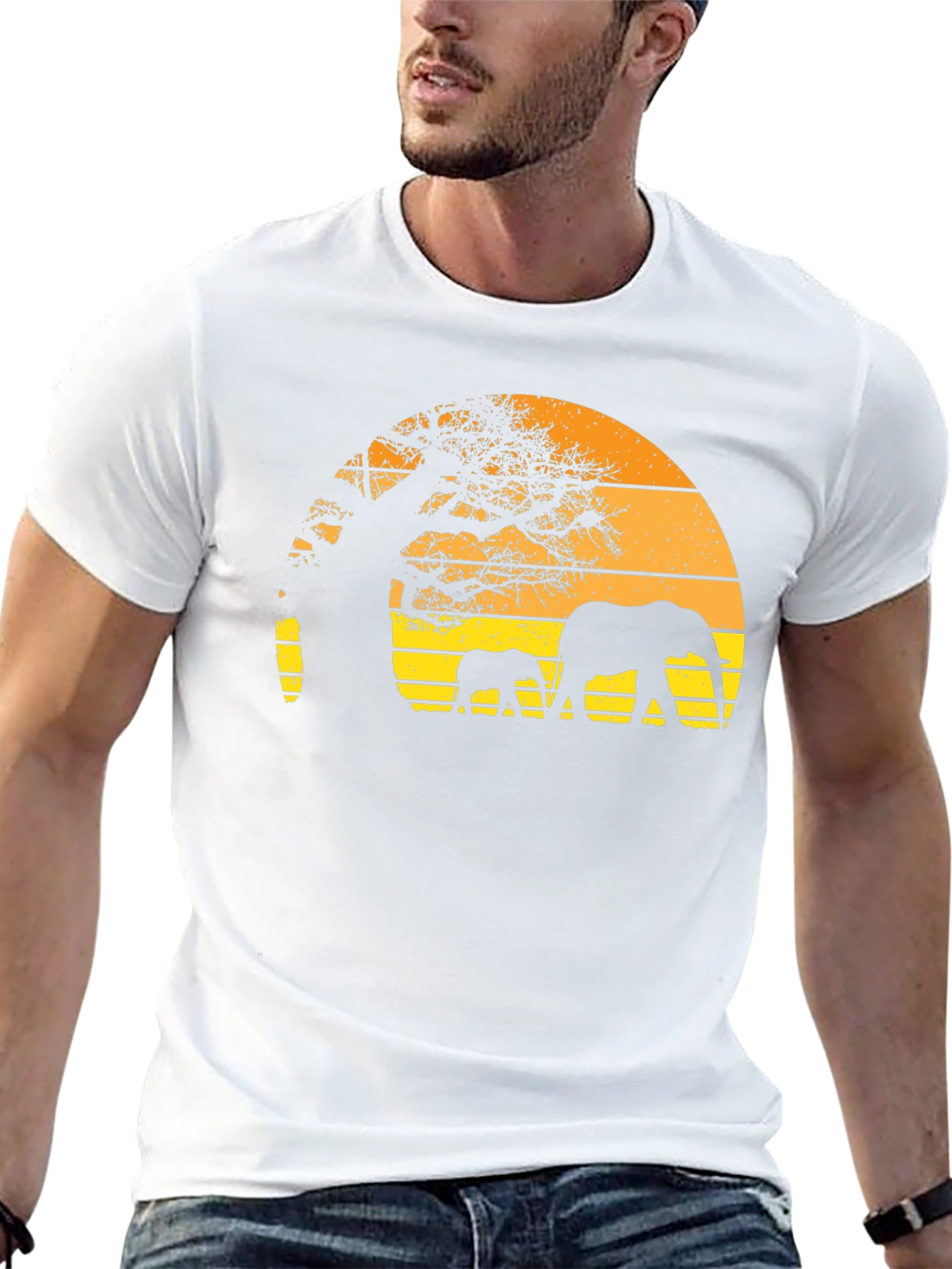 Retro Sunset Elephant T-Shirt