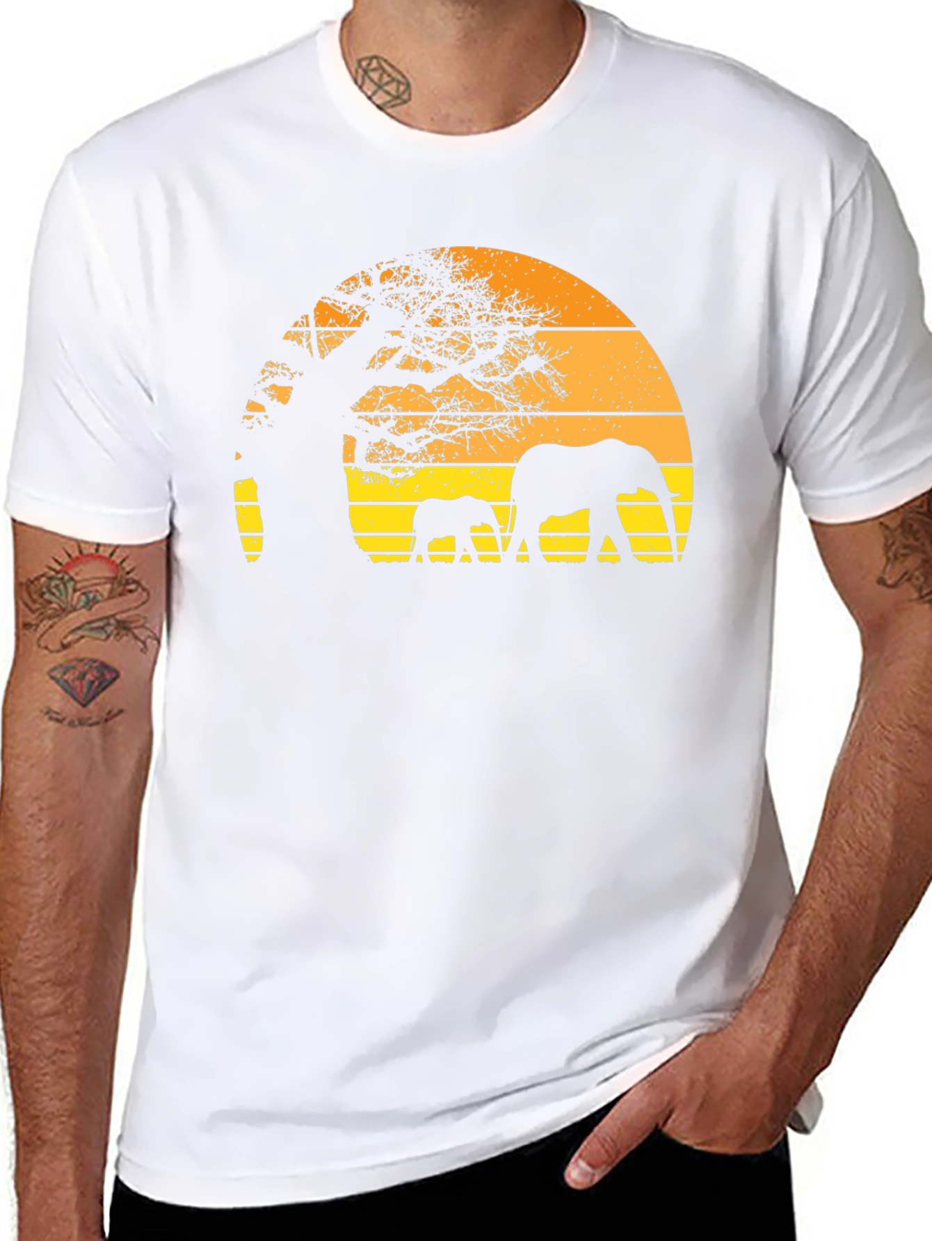 Retro Sunset Elephant T-Shirt