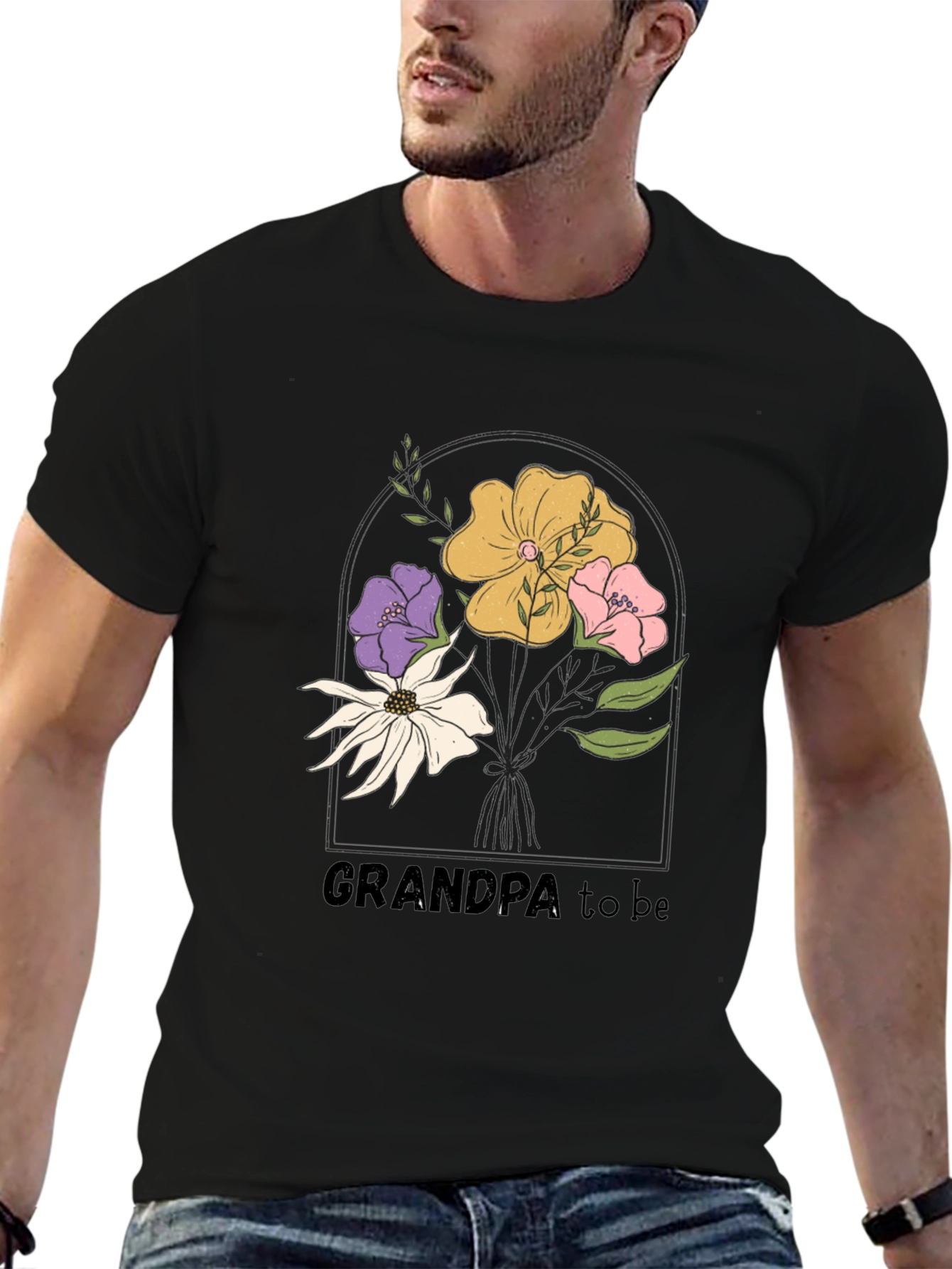 Grandpa To Be Floral Graphic Tee