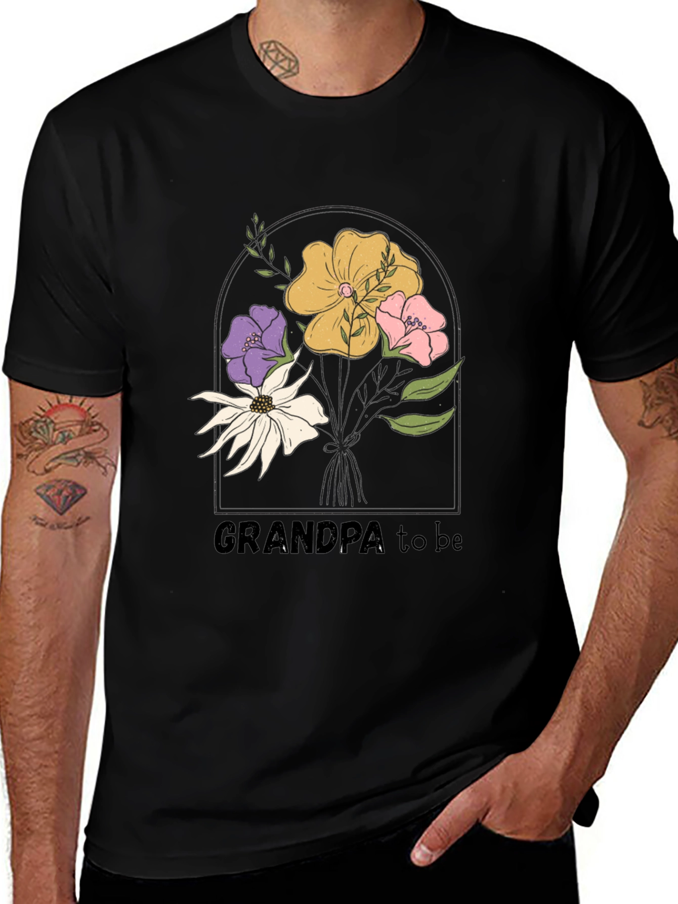 Grandpa To Be Floral Graphic Tee