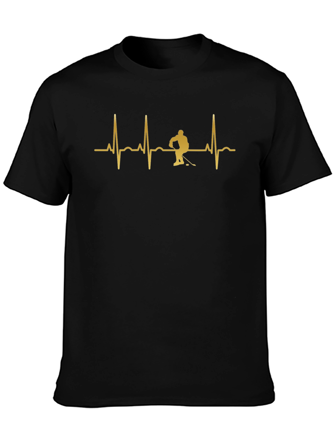 Hockey Heartbeat Graphic Tee - Black Cotton T-Shirt