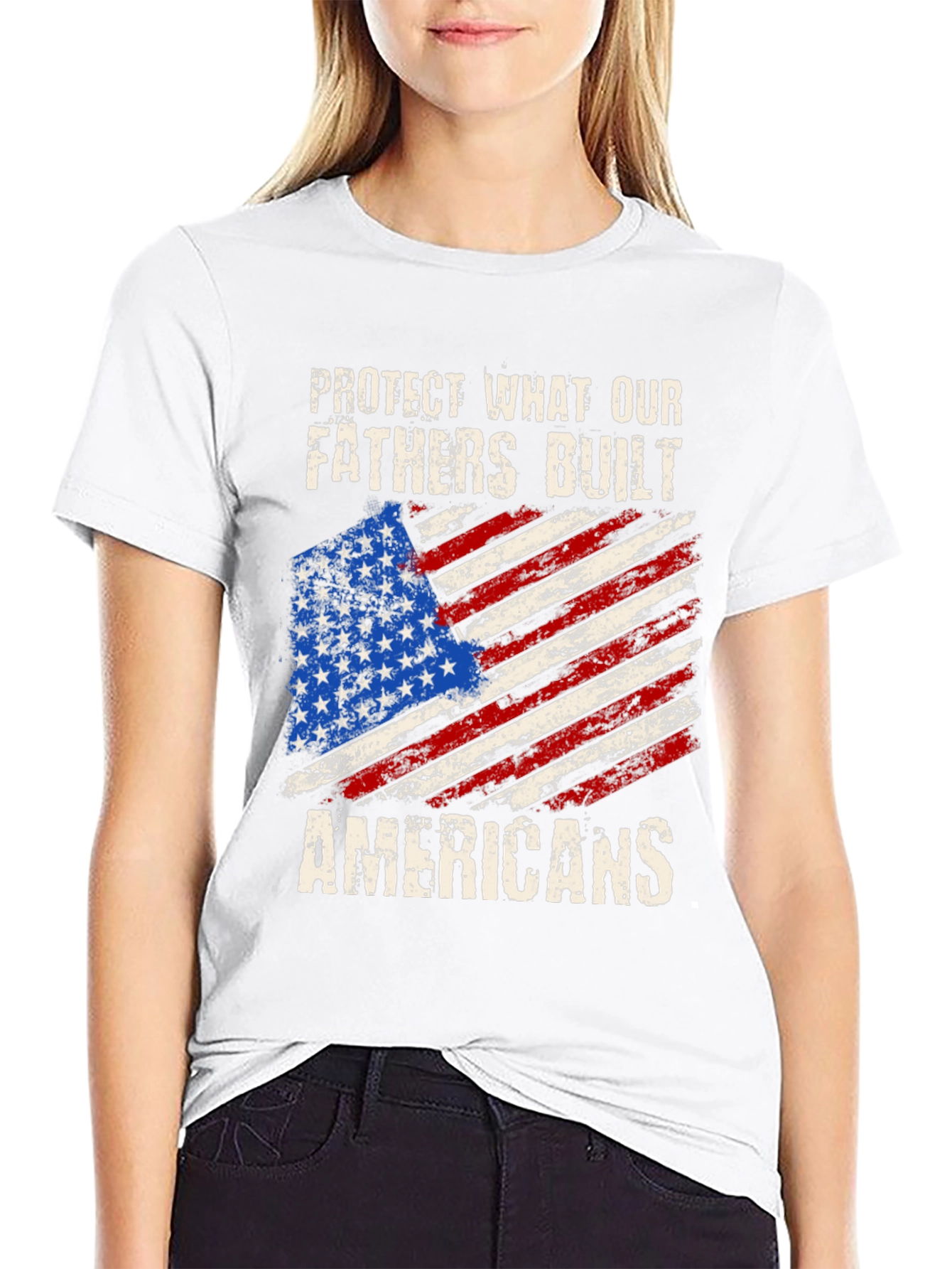 Patriotic T-Shirt - Protect Our Fathers American Flag Tee
