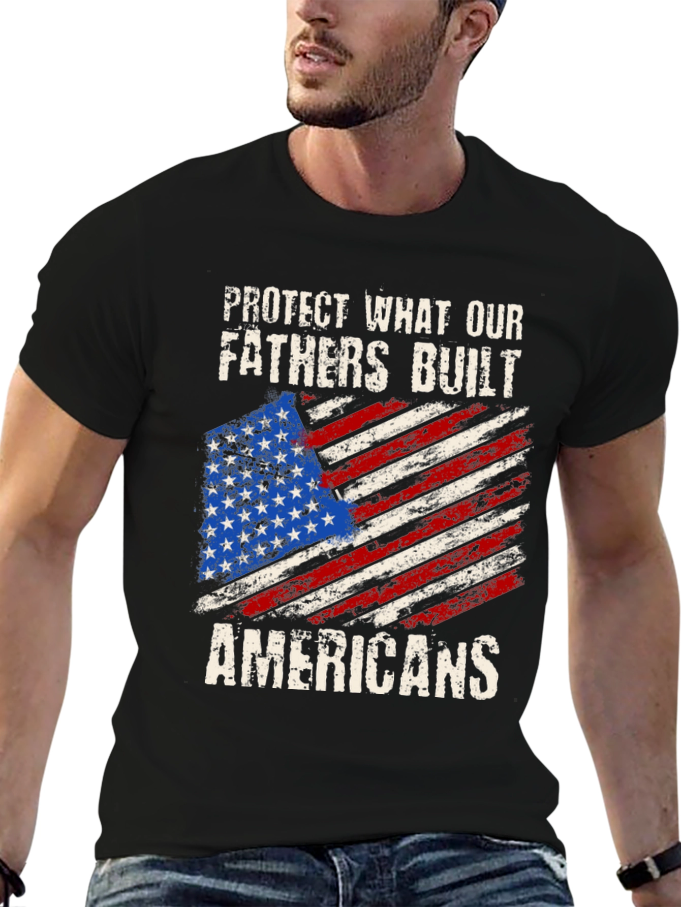 Patriotic T-Shirt - Protect Our Fathers American Flag Tee
