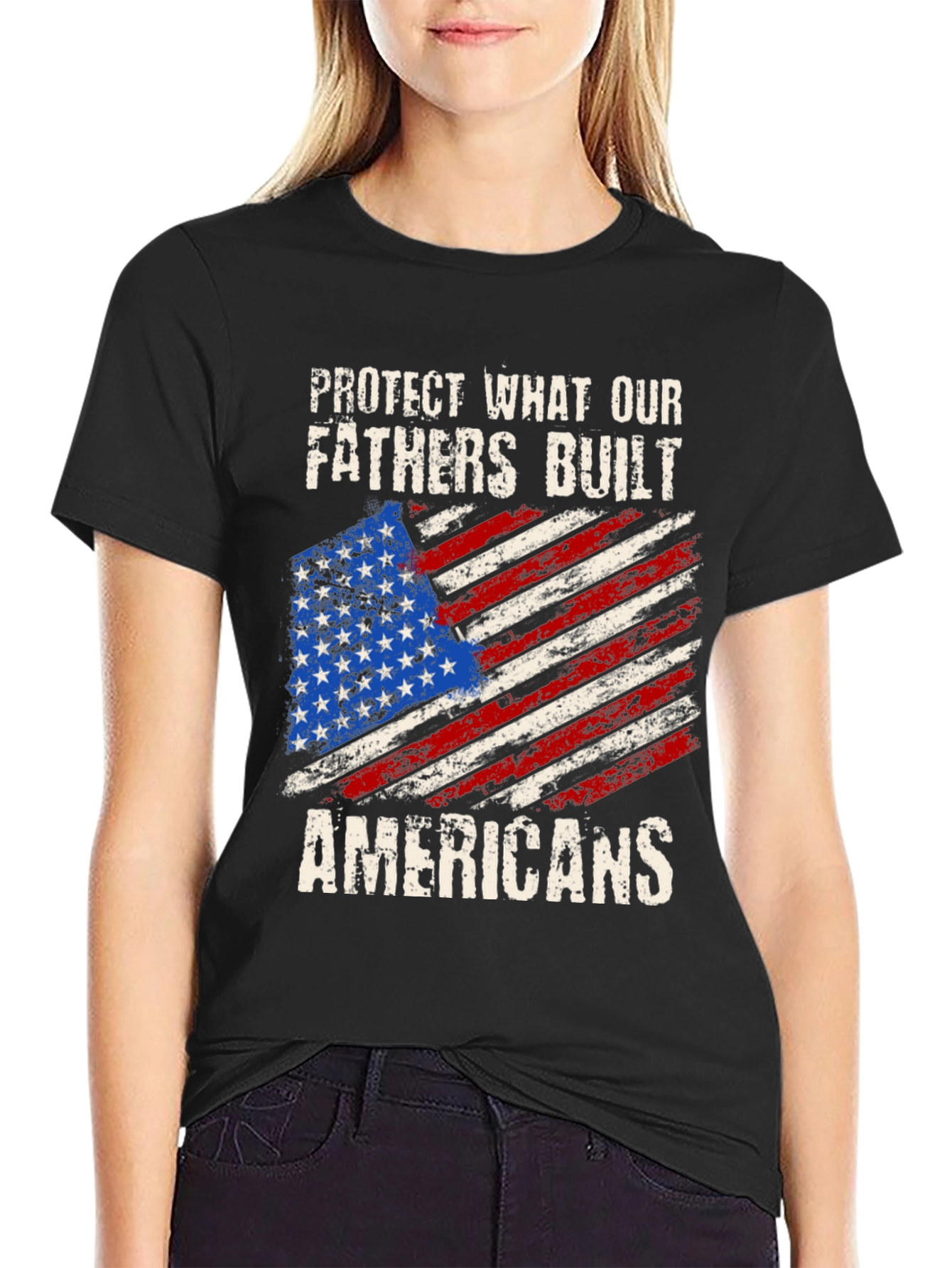 Patriotic T-Shirt - Protect Our Fathers American Flag Tee