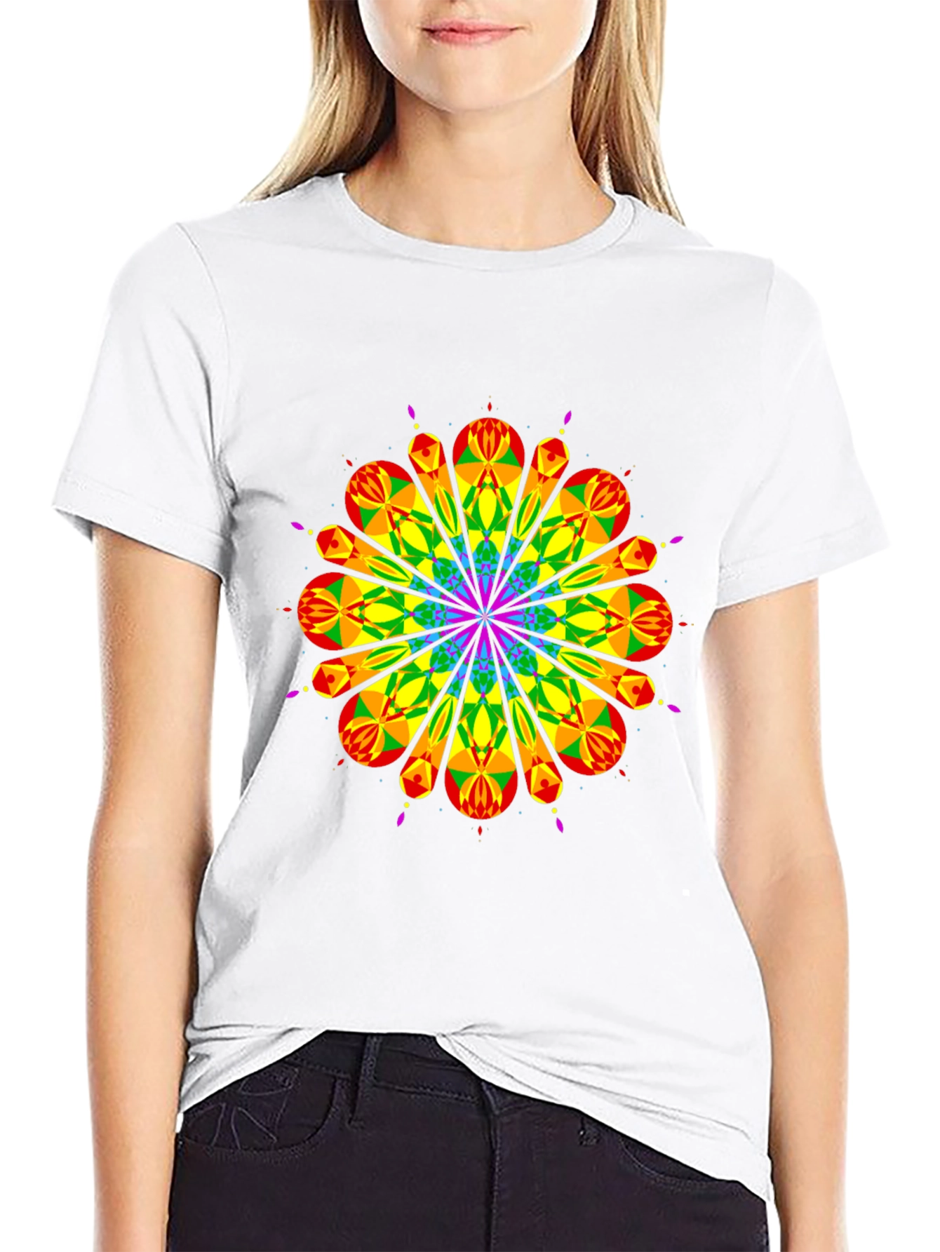 Rainbow Geometric Graphic Tee - Mens Black T-Shirt