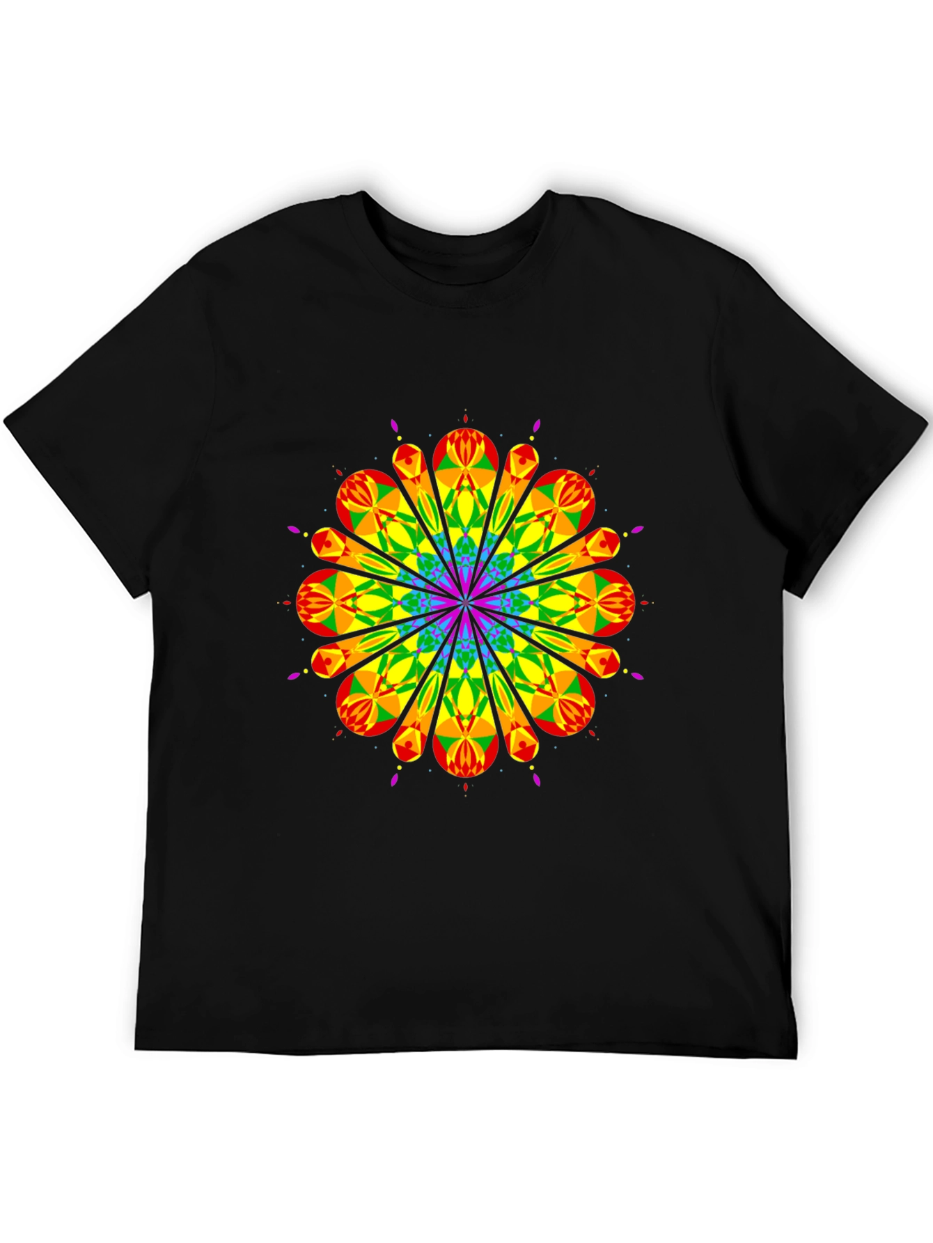 Rainbow Geometric Graphic Tee - Mens Black T-Shirt