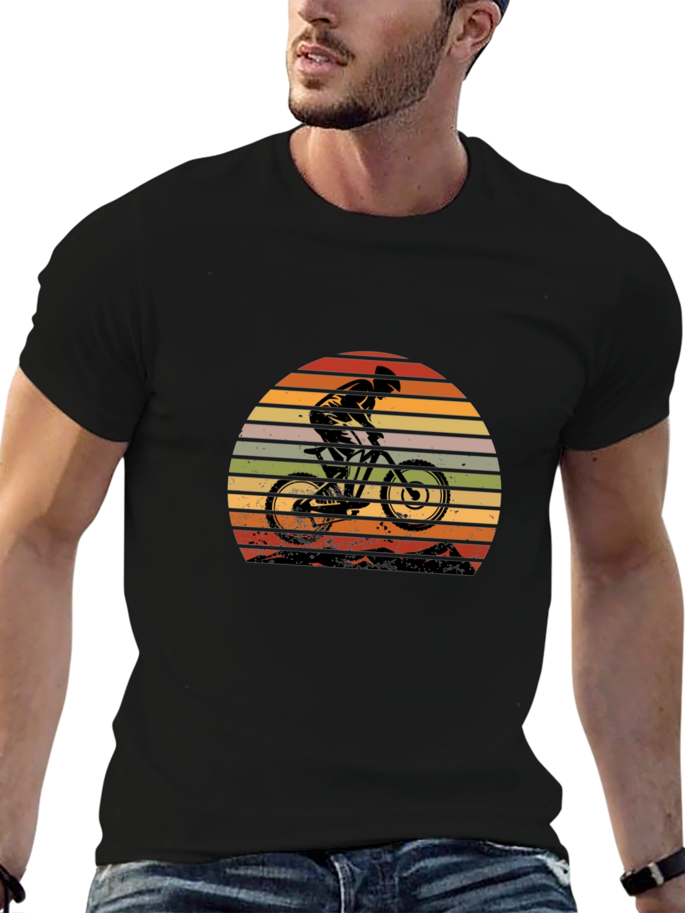 Mountain Bike Retro Sunset T-Shirt - Outdoor Adventure