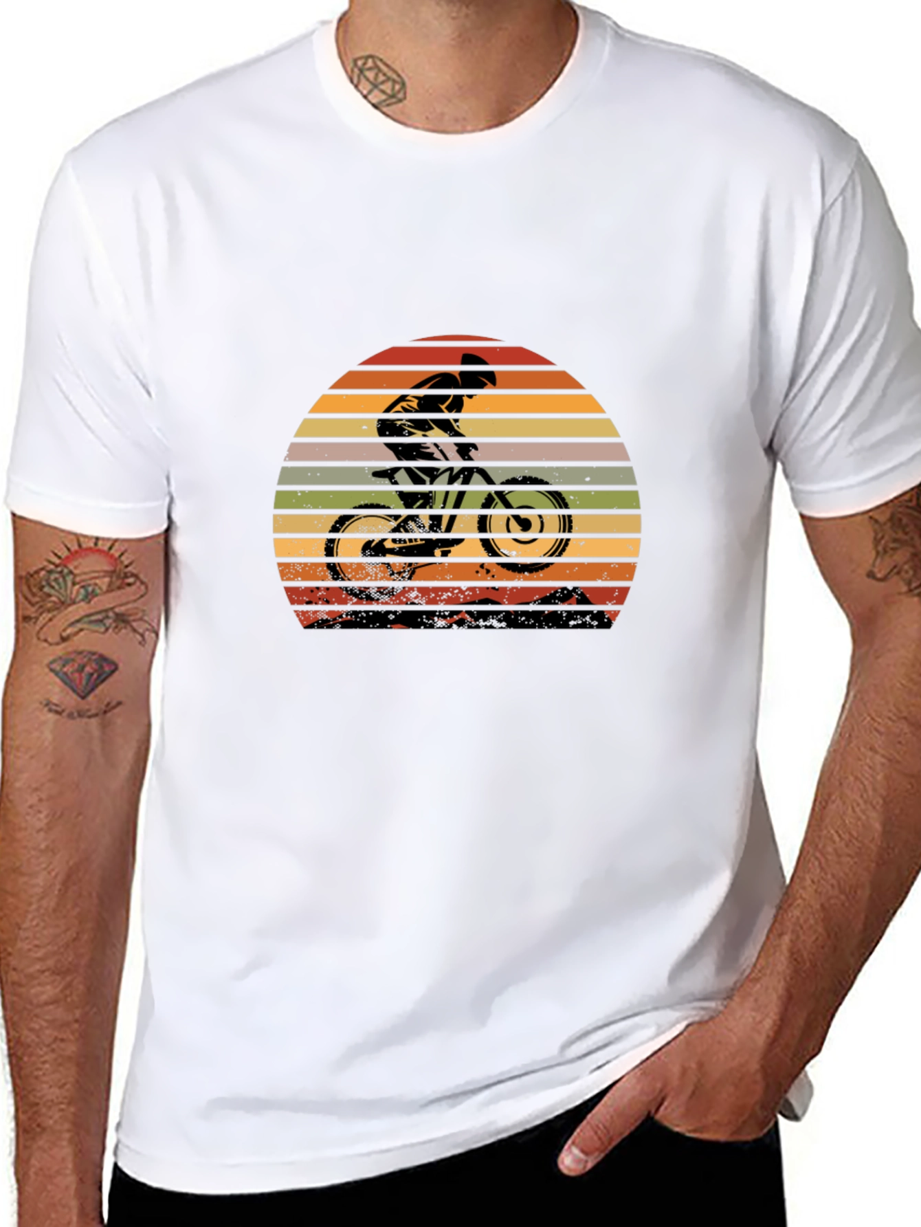Mountain Bike Retro Sunset T-Shirt - Outdoor Adventure