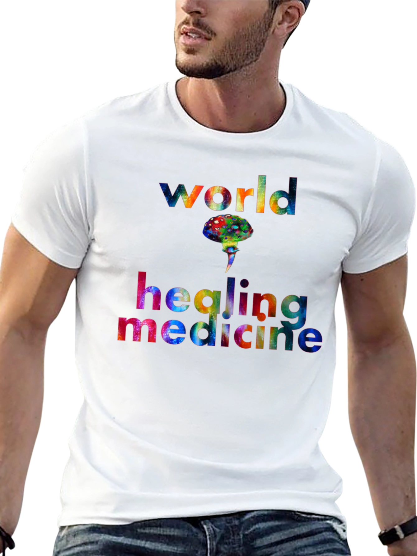 World Healing Medicine T-Shirt Graphic Design Black