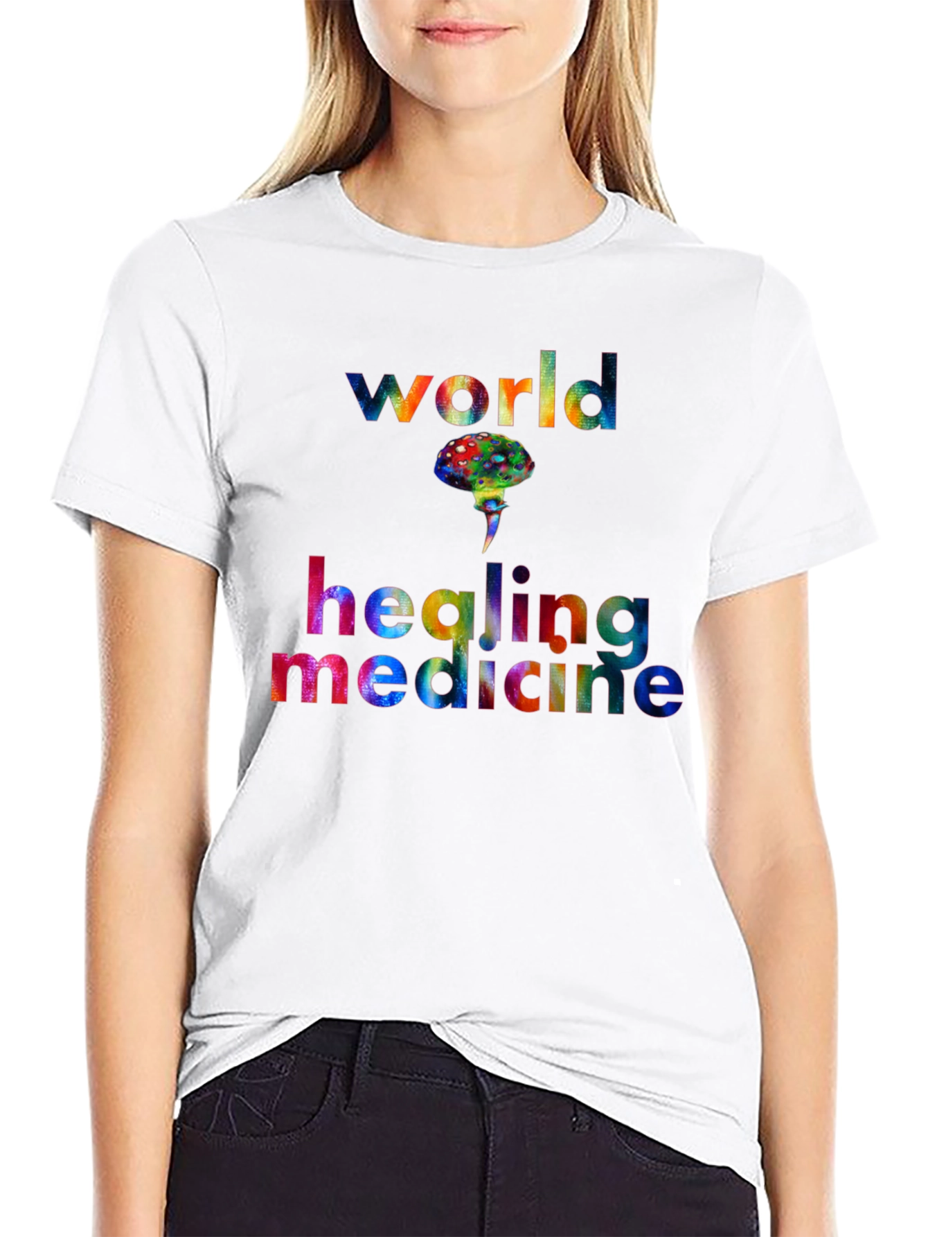 World Healing Medicine T-Shirt Graphic Design Black