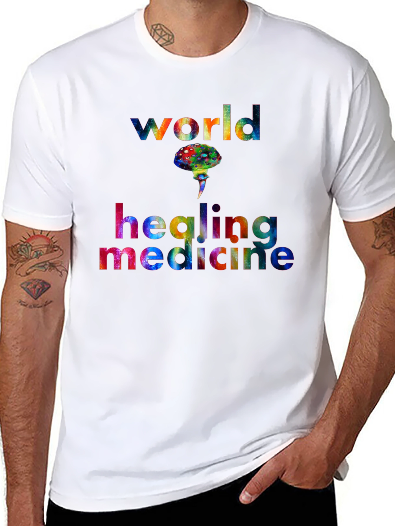 World Healing Medicine T-Shirt Graphic Design Black