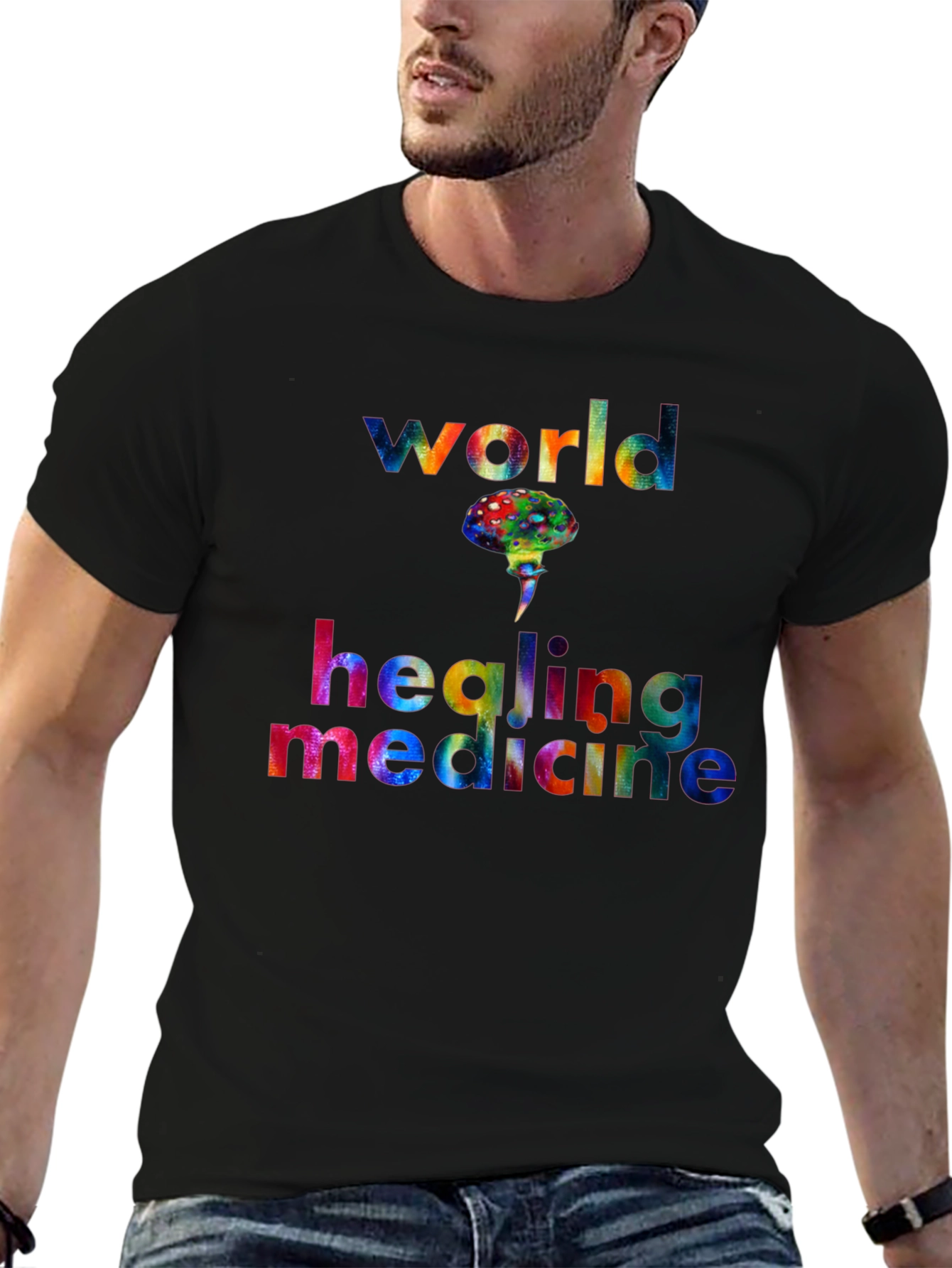 World Healing Medicine T-Shirt Graphic Design Black