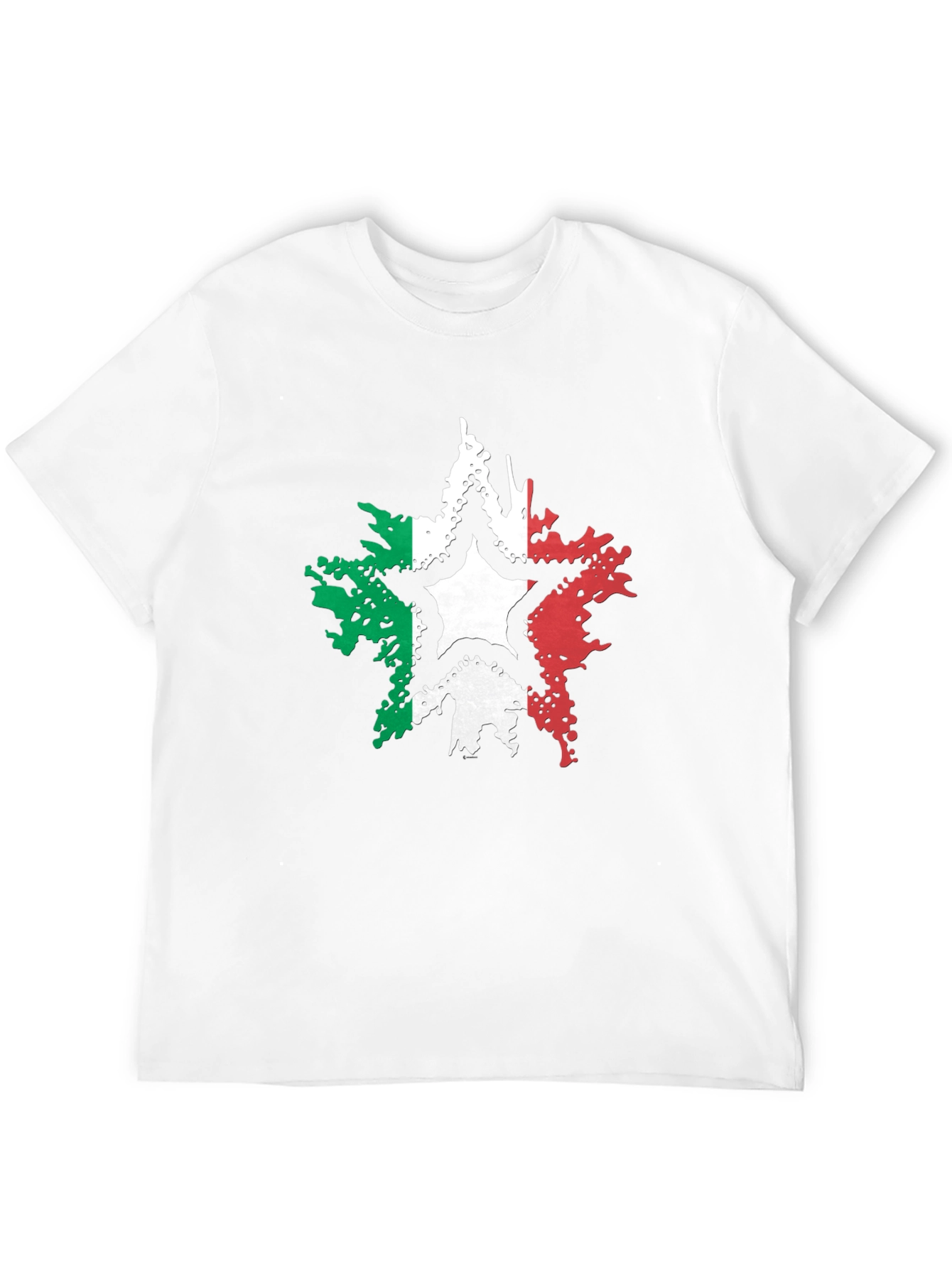 Italian Flag Star Graphic Tee - Black Casual T-Shirt