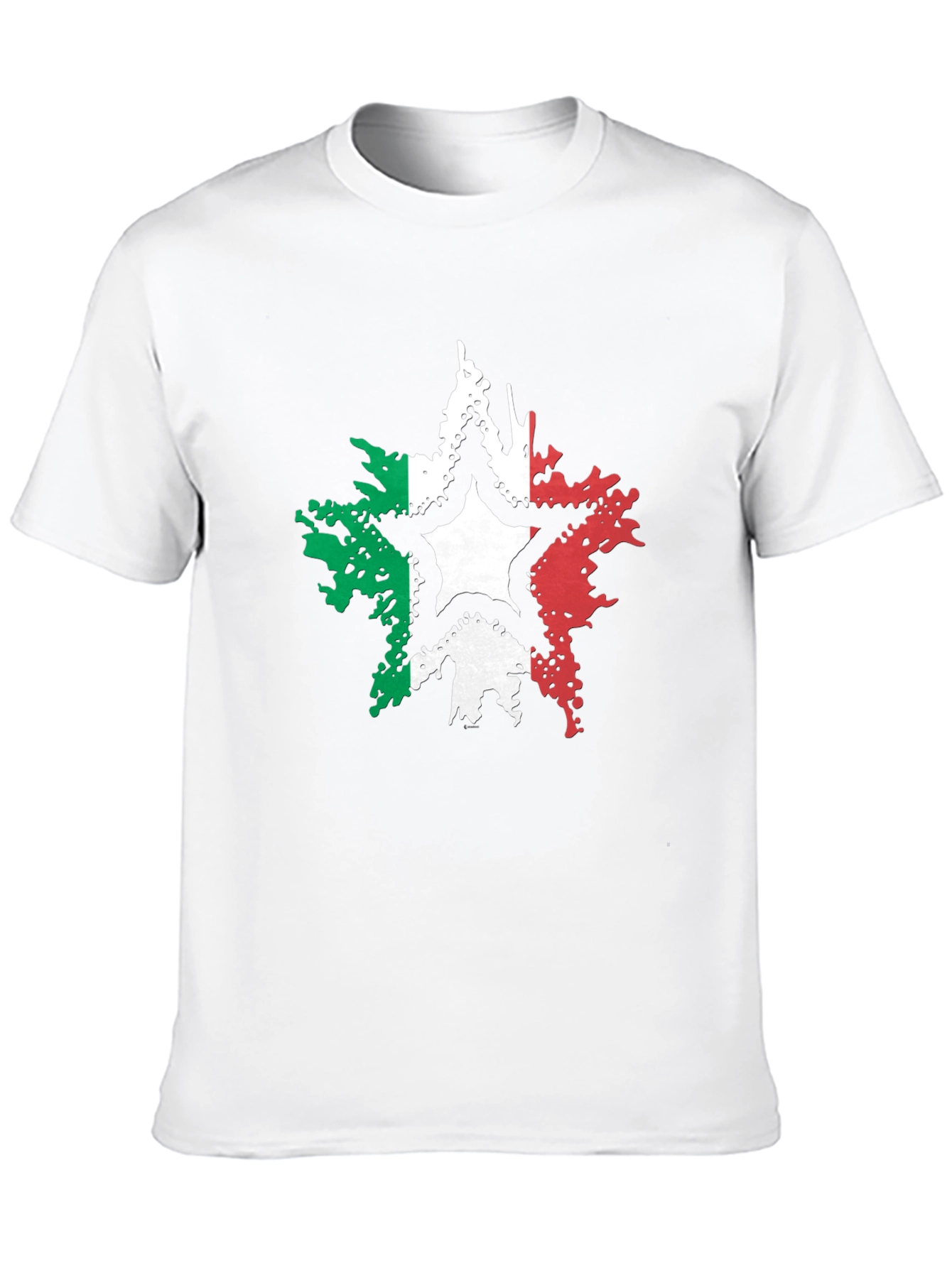 Italian Flag Star Graphic Tee - Black Casual T-Shirt