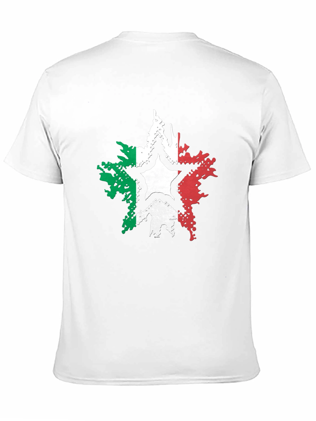 Italian Flag Star Graphic Tee - Black Casual T-Shirt