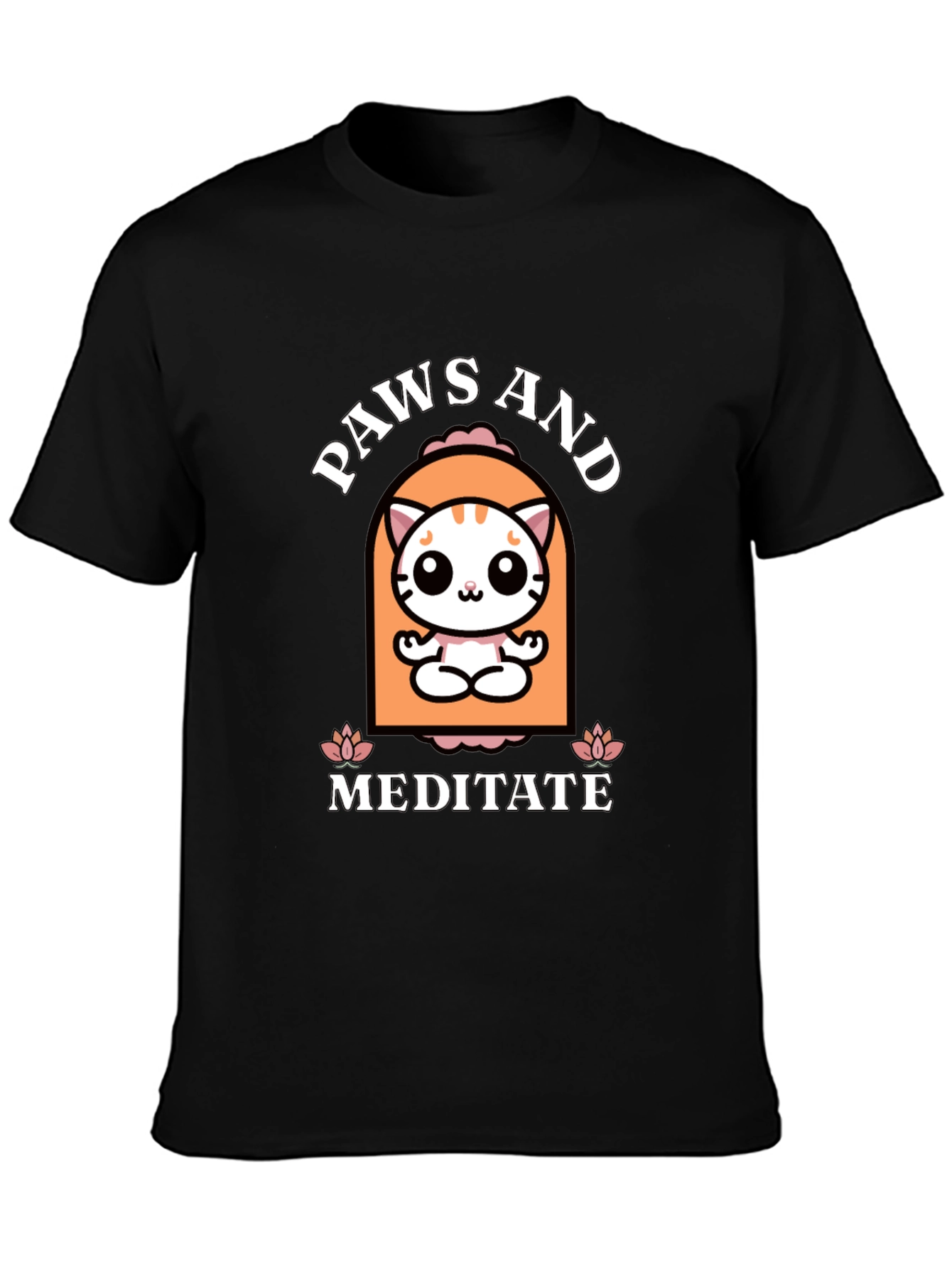 Paws and Meditate Cat Graphic T-Shirt