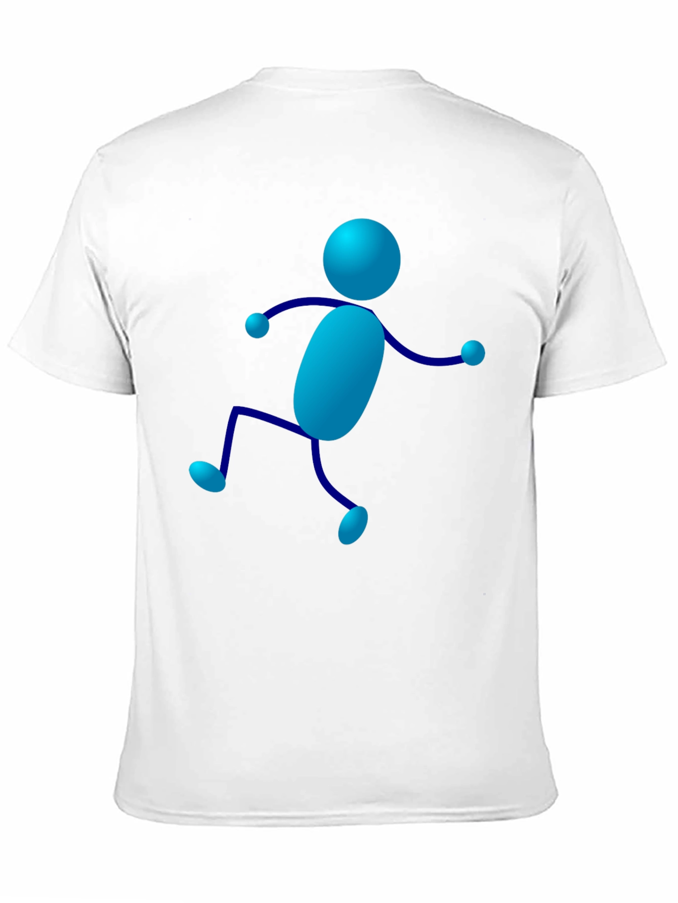 Funky Blue Stick Figure Black T-Shirt
