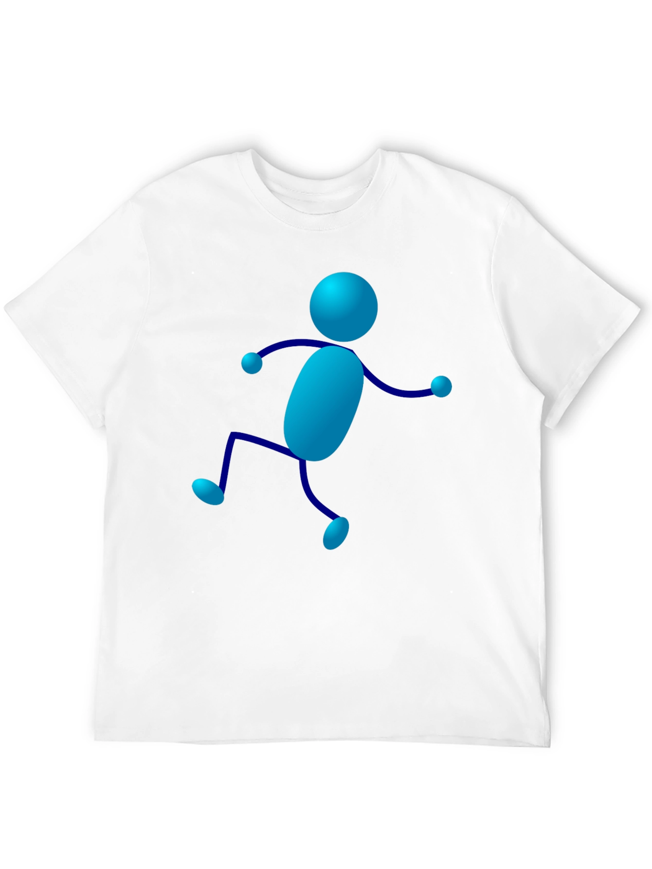 Funky Blue Stick Figure Black T-Shirt