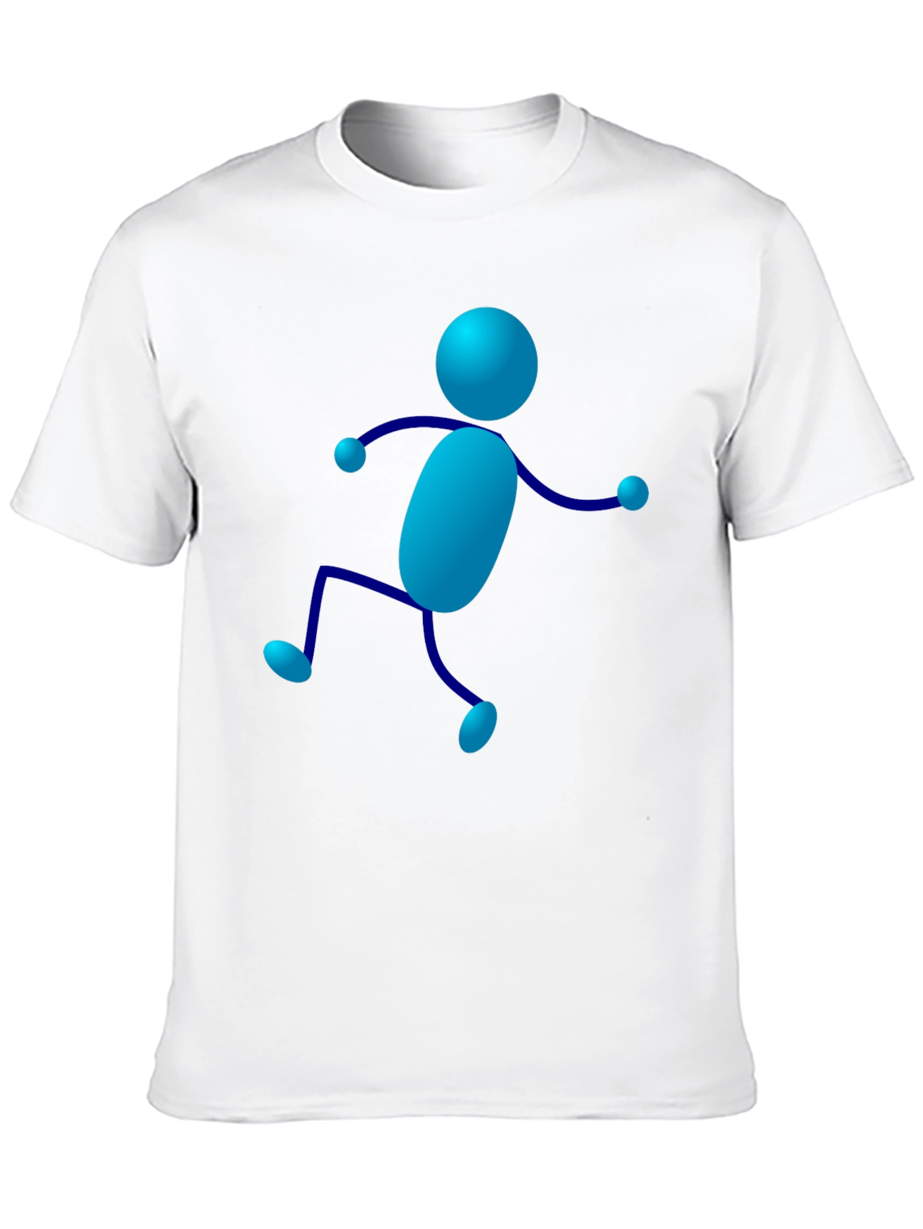 Funky Blue Stick Figure Black T-Shirt
