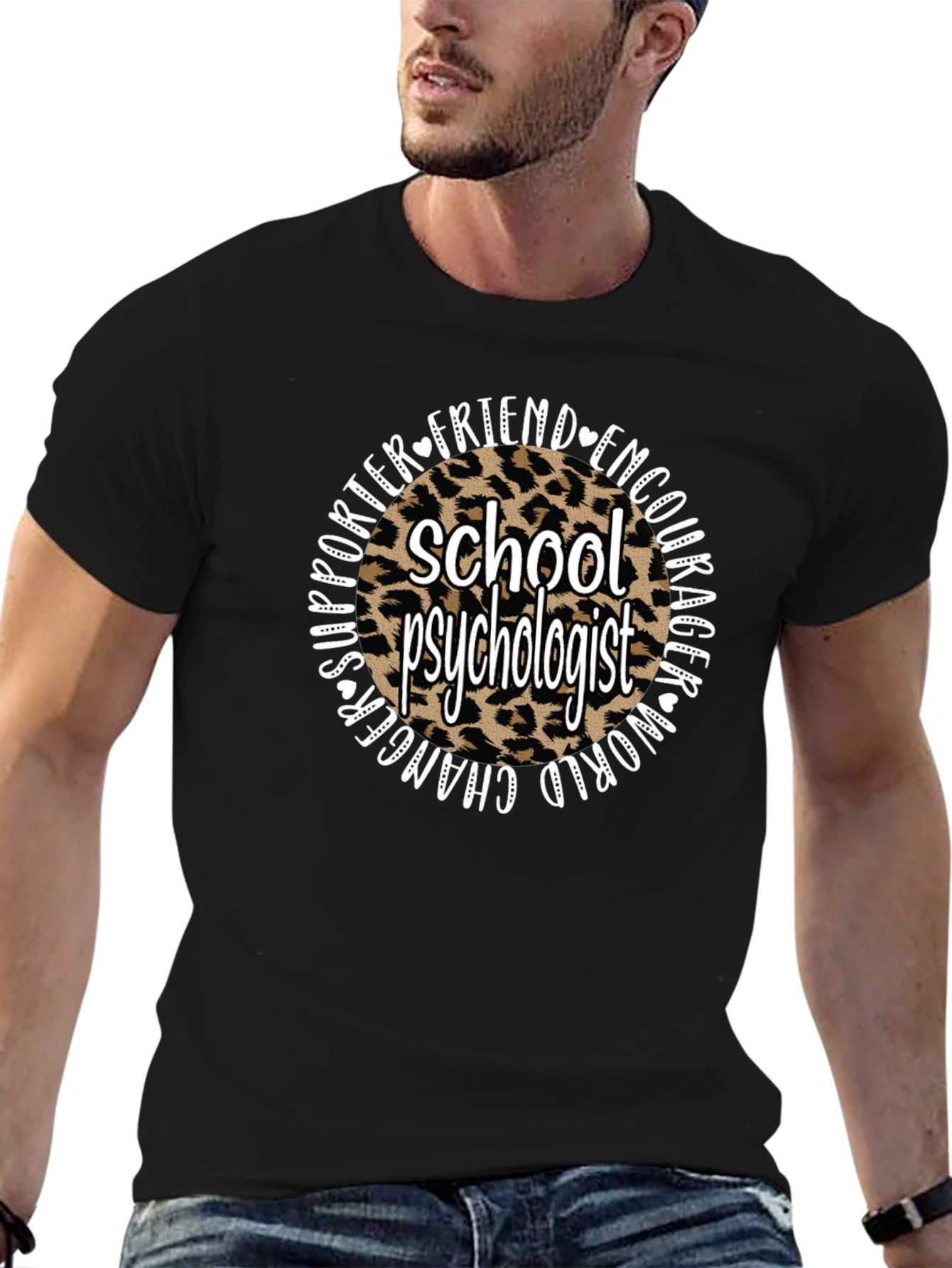 School Psychologist Leopard Print T-Shirt