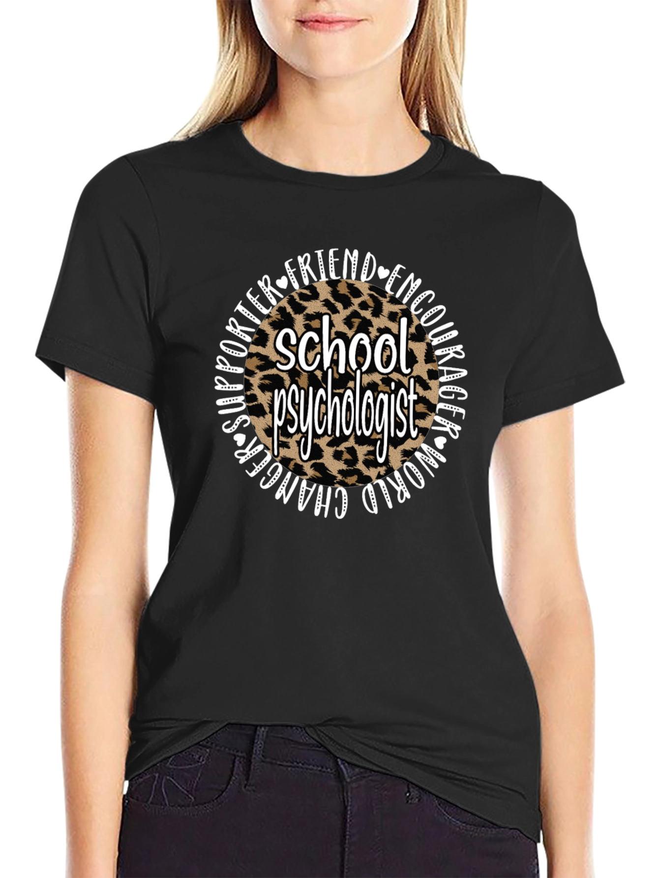 School Psychologist Leopard Print T-Shirt