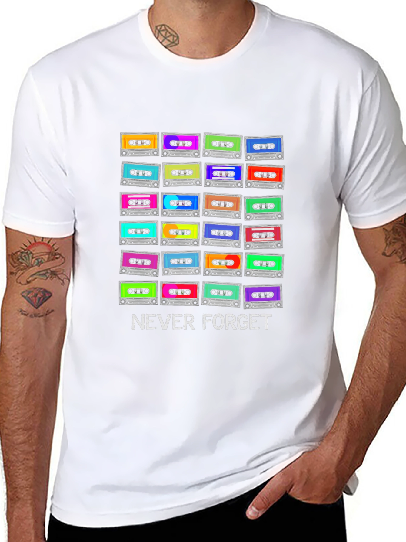 Retro Cassette Tape T-Shirt - Never Forget 80s/90s