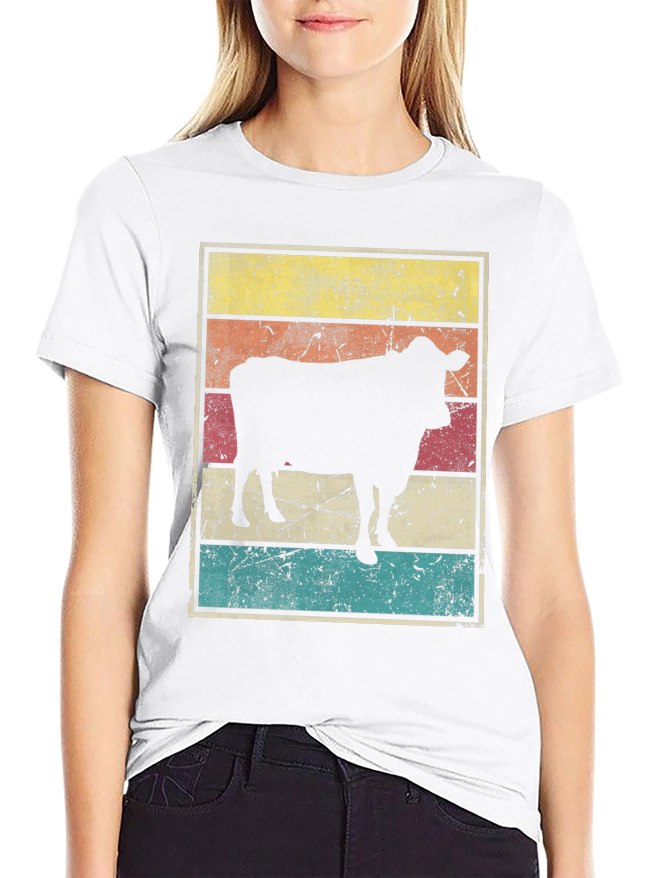 Retro Cow Graphic T-Shirt