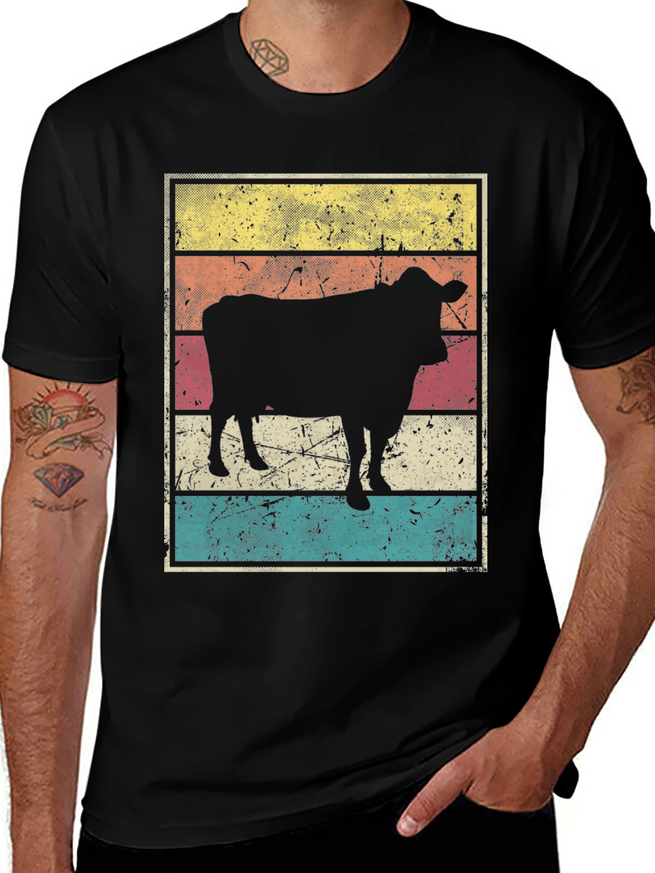 Retro Cow Graphic T-Shirt