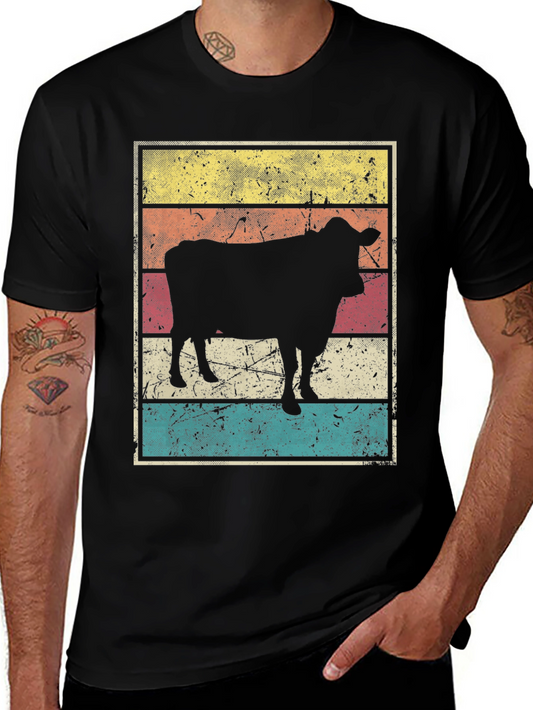 Retro Cow Graphic T-Shirt