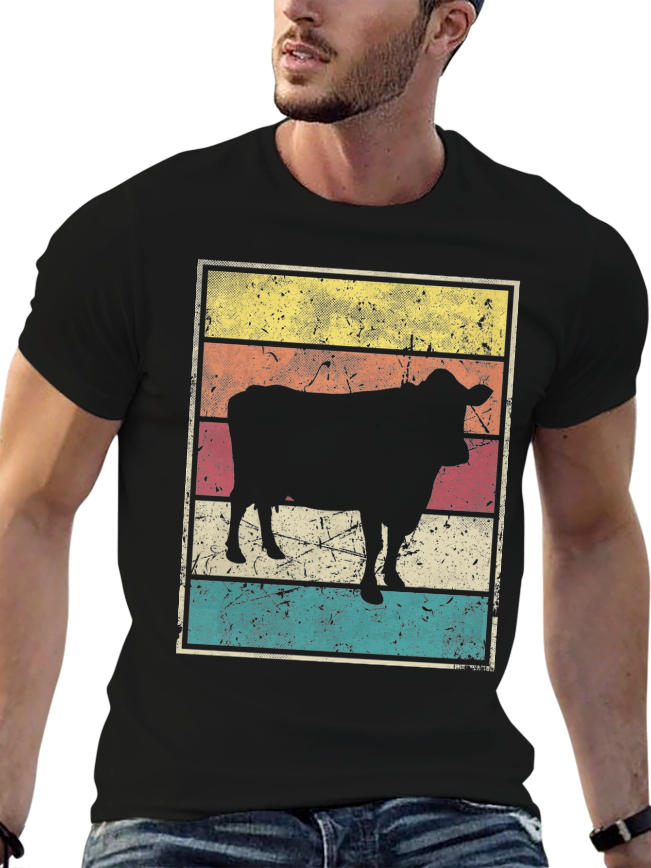 Retro Cow Graphic T-Shirt