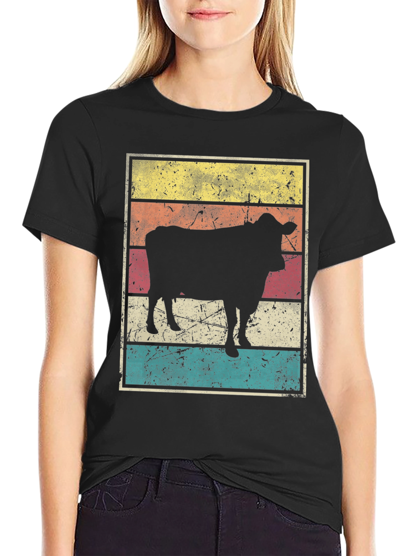 Retro Cow Graphic T-Shirt