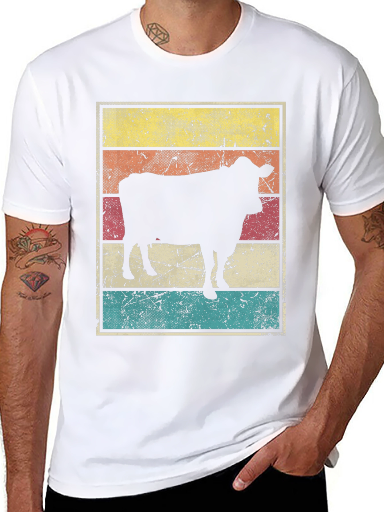 Retro Cow Graphic T-Shirt