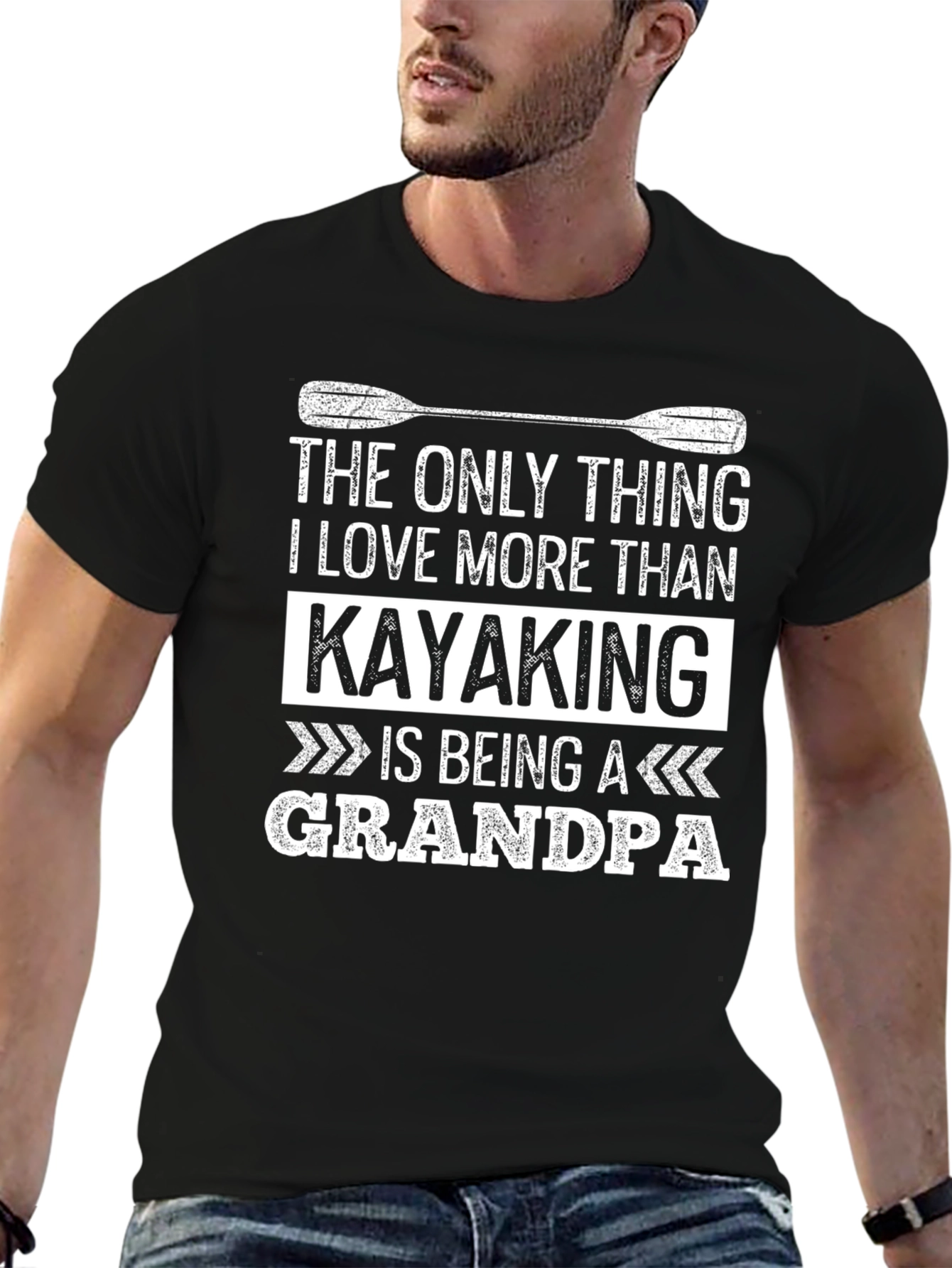 Kayaking Grandpa Graphic Tee - Black
